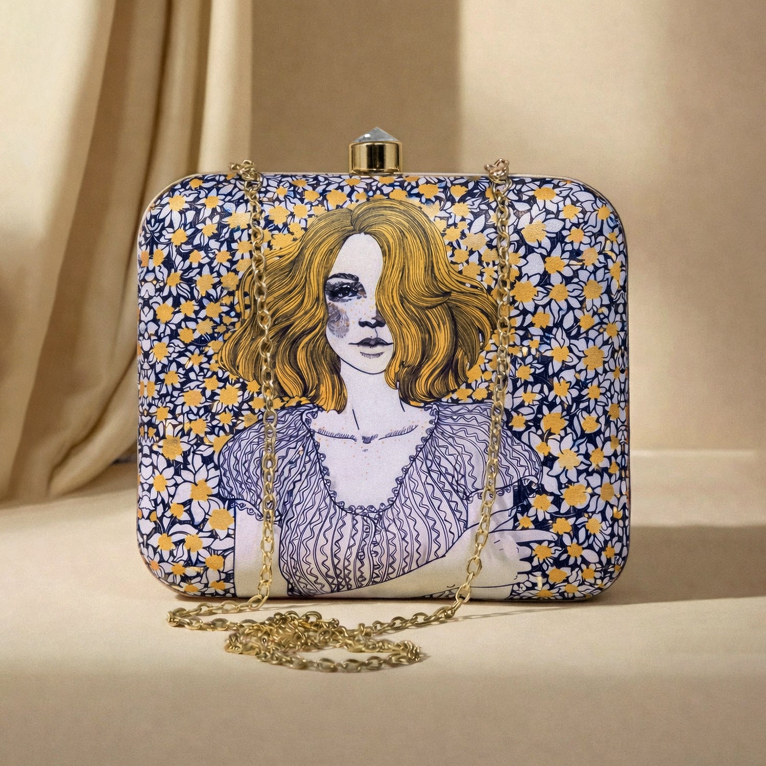 Artklim Sunflower Girl Printed Clutch