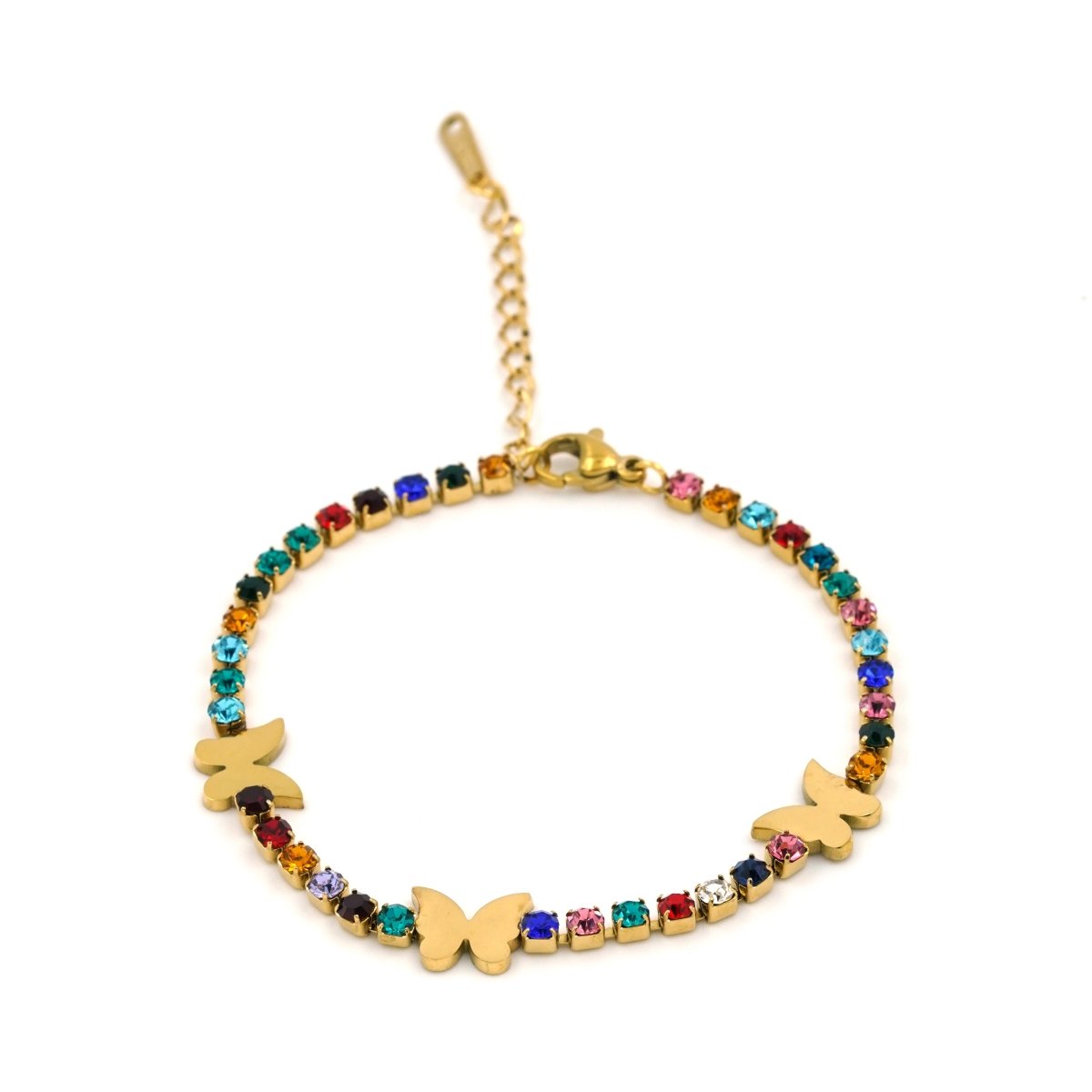 Artklim Golden Plated Multicolored Stones Butterfly Bracelet