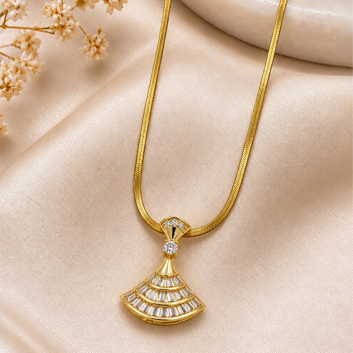 Artklim Elegant Layered Crystal Gold Anti-Tarnish Pendant Necklace