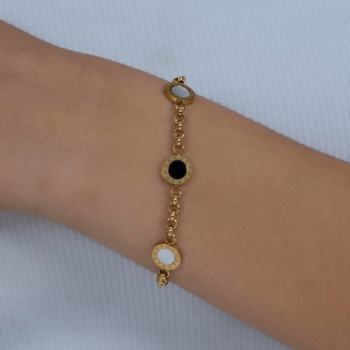 Artklim Gold Plated Roman Numerals Charms Bracelet