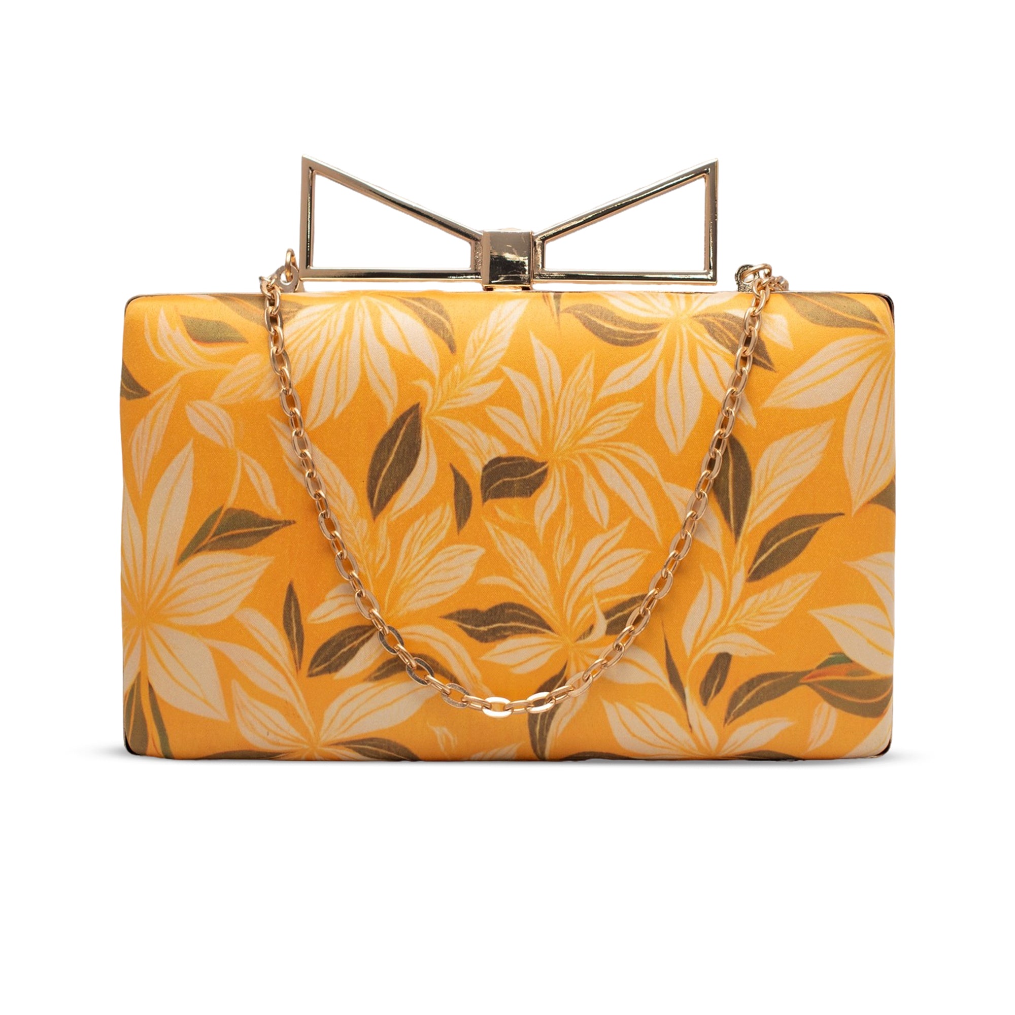 Artklim Mustard Garden Elegance Printed Clutch