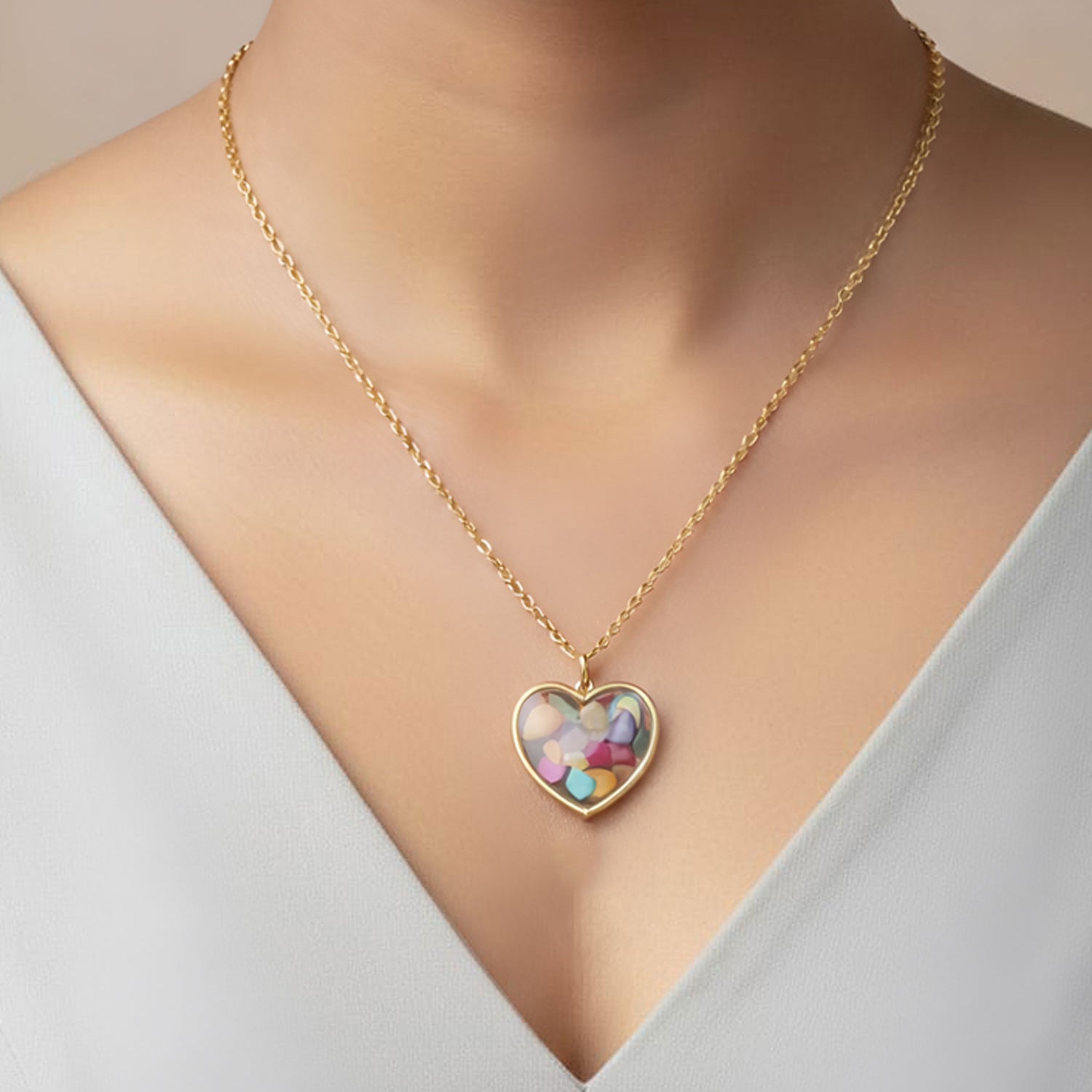 Artklim Gold-Plated Trendy Heart Shape Anti-Tarnish Pendant Necklace