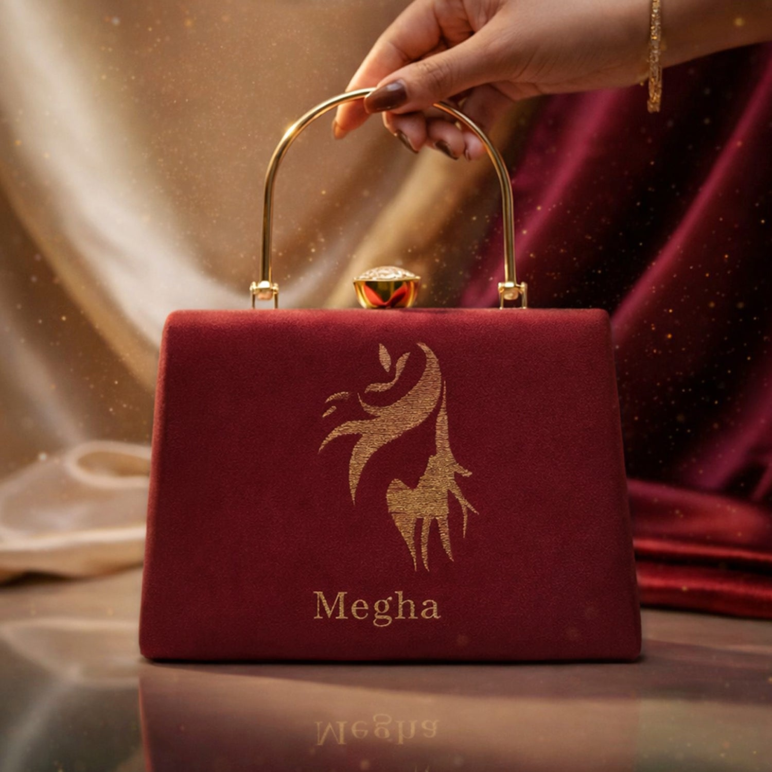 Artklim Mystic Grace Embroidery Name Customized Clutch