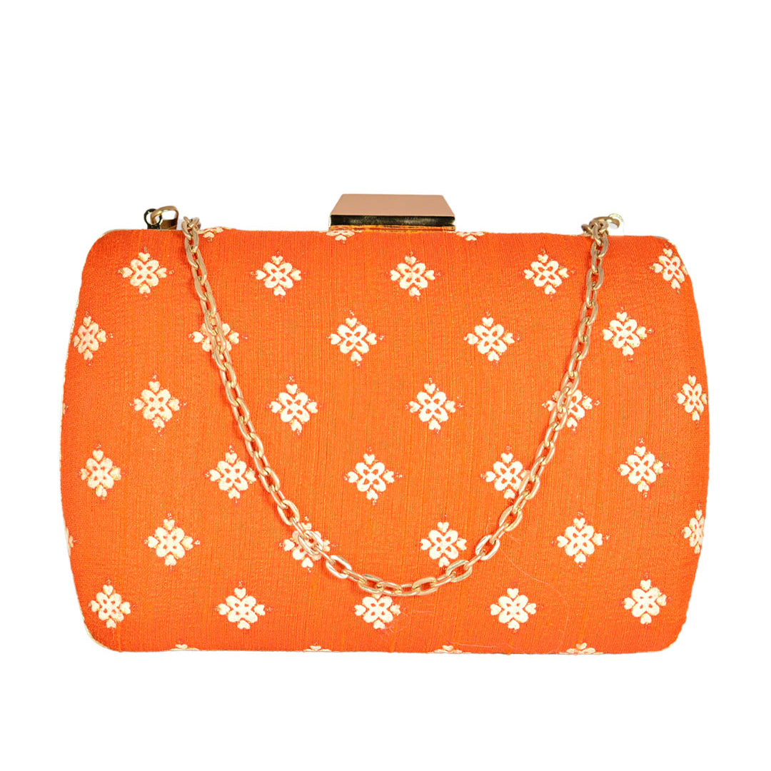 Orange  Pattern Clutch