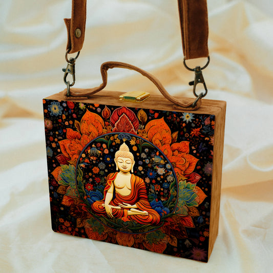 Buddha Printed Suitcase Style Clutch