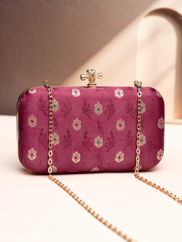 Artklim Ruby Blossom Golden Chain Clutch
