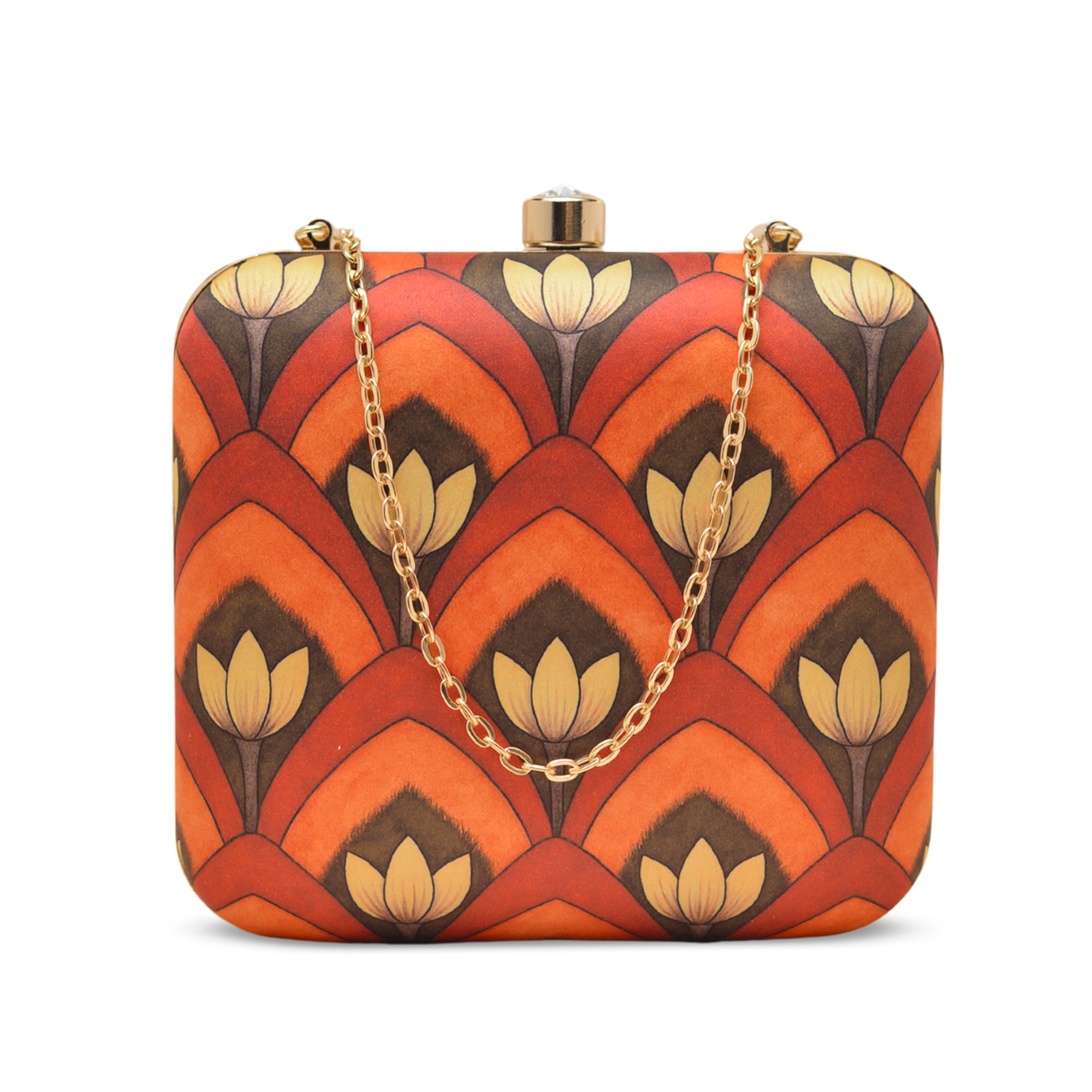 Artklim Orange–Brown Art Portrait  Clutch