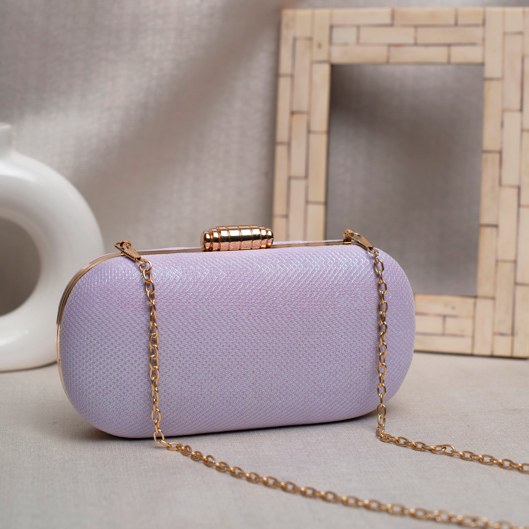 Lavender Shimmery Fabric Clutch