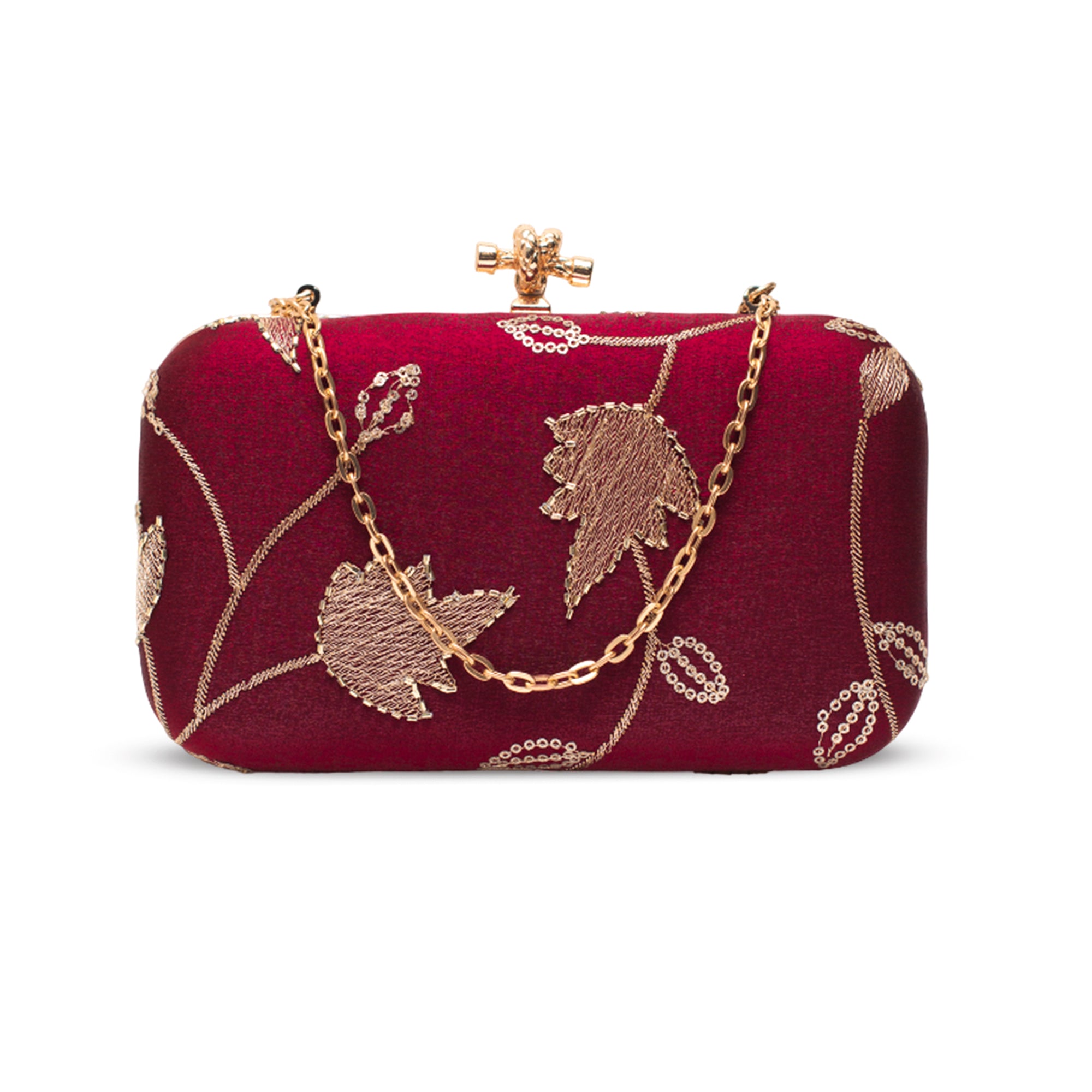 Artklim Royal Wine Goldwork Blossom Clutch