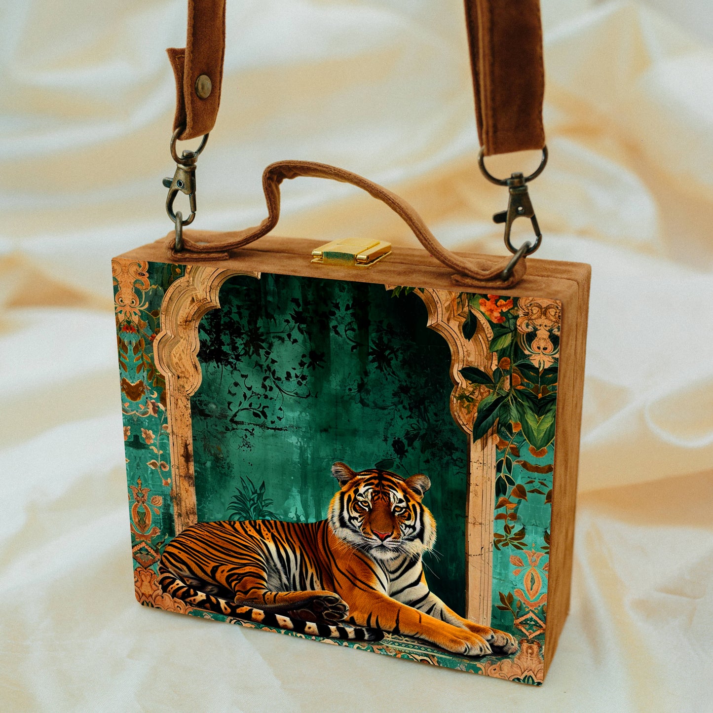 Tiger Printed Suitcase Style Clutch