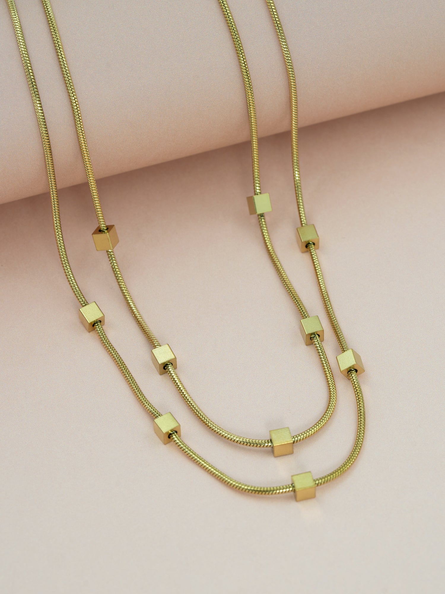 Artklim Golden Cube Chain Necklace