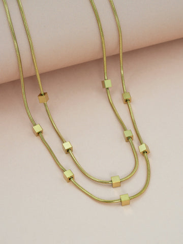 Artklim Golden Cube Chain Necklace