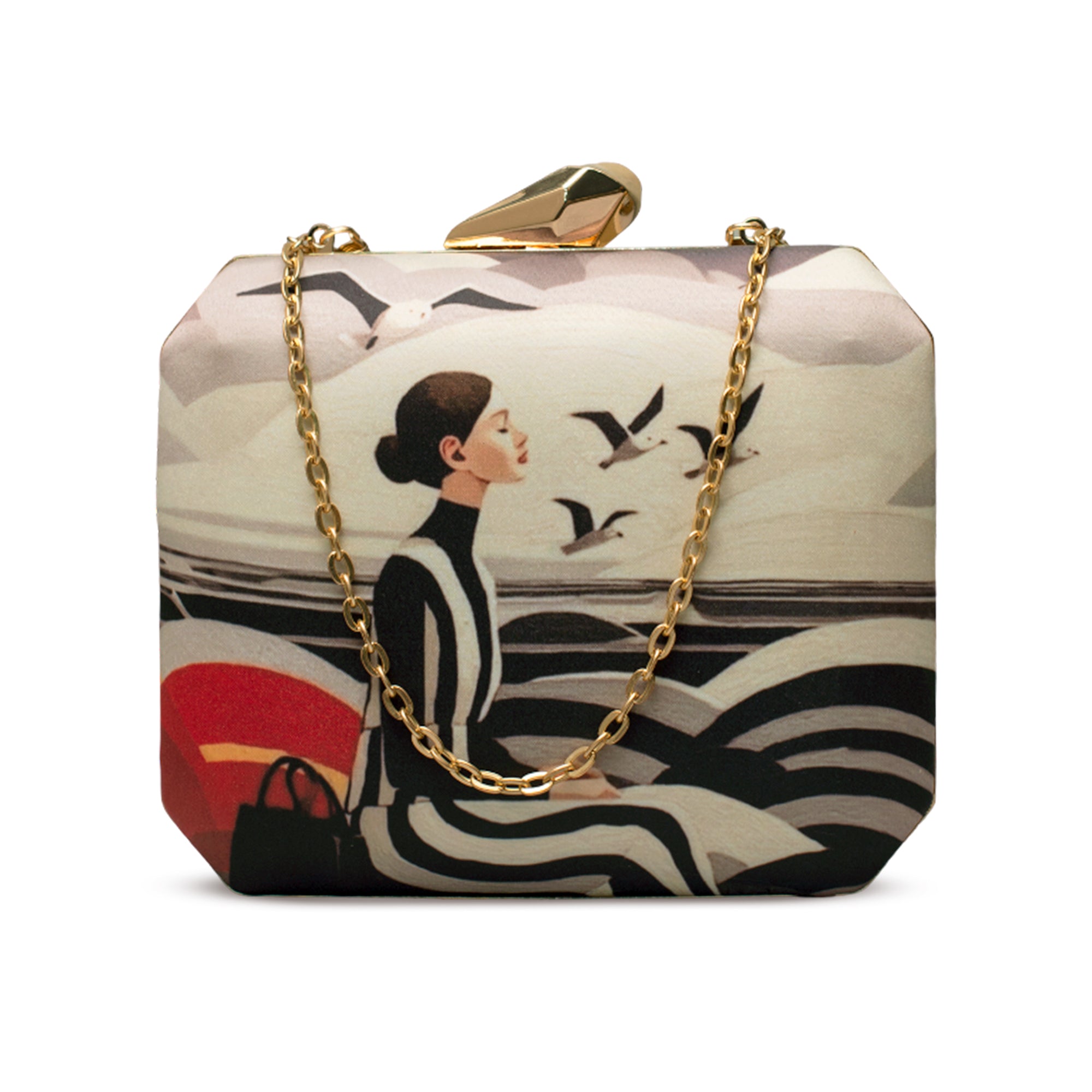 Artklim Women With Birds Printed Clutch