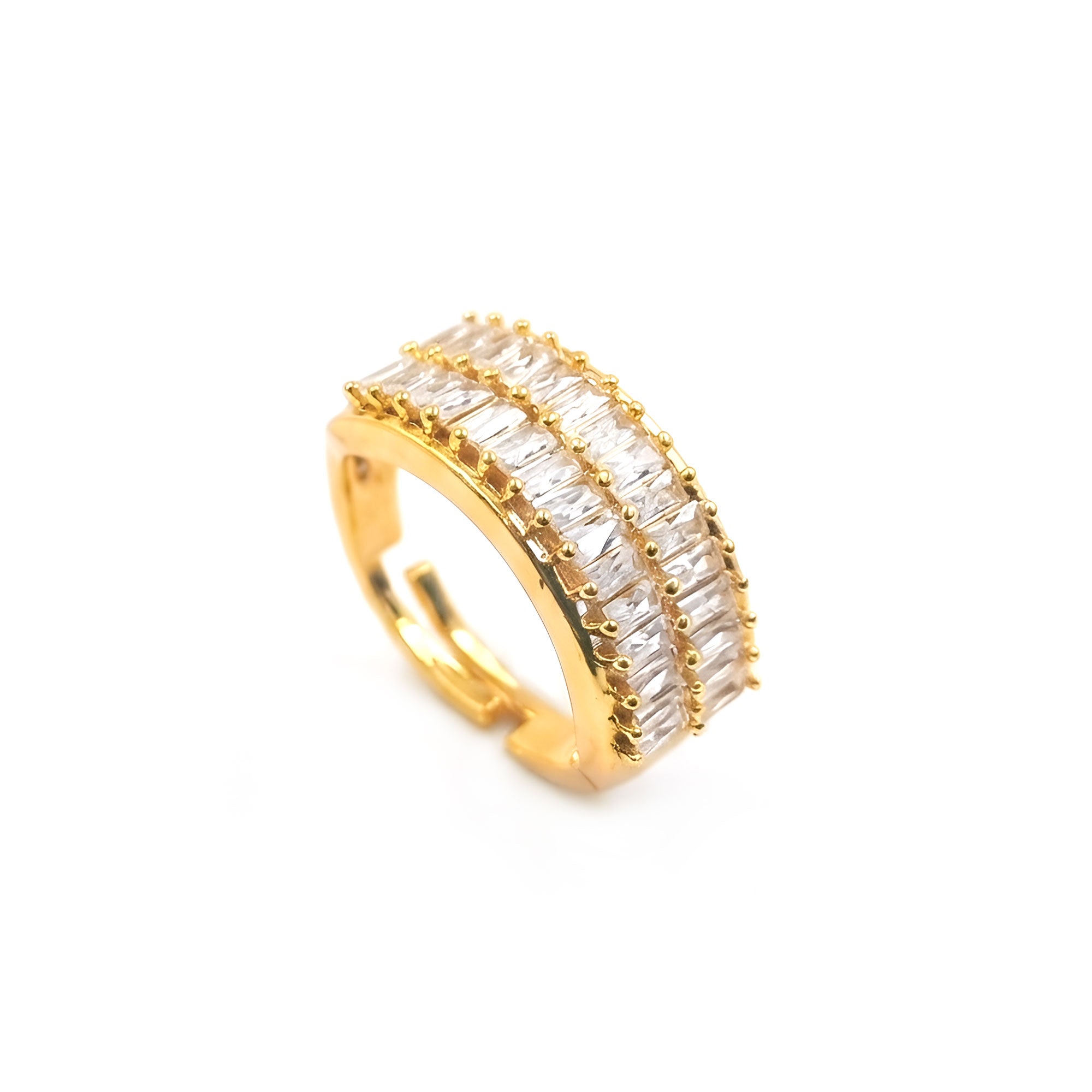 Artklim Gold-Plated Linear Crystal Design Anti-Tarnish Ring