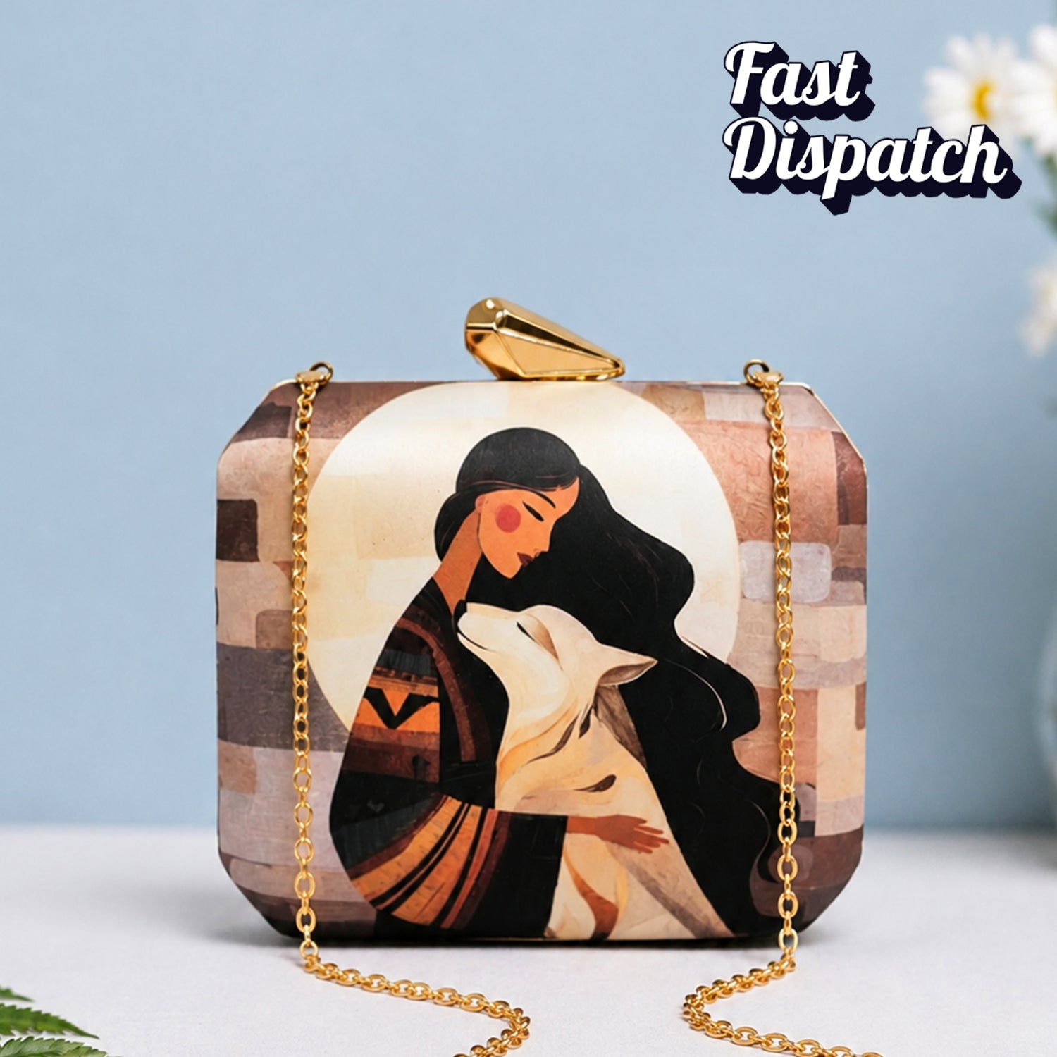 Artklim Elegant Mother & Child Artistic Printed Clutch