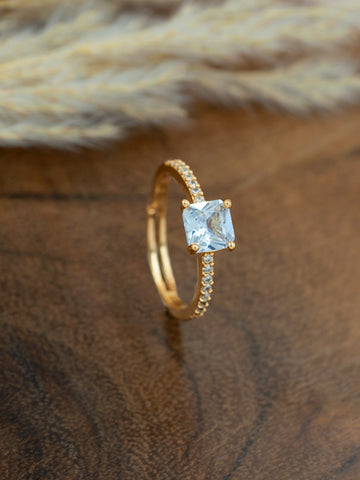 Artklim Gold-Plated Elegant  Solitaire Anti Tarnish Ring