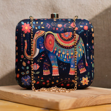 Multicolor Elephant Printed Clutch