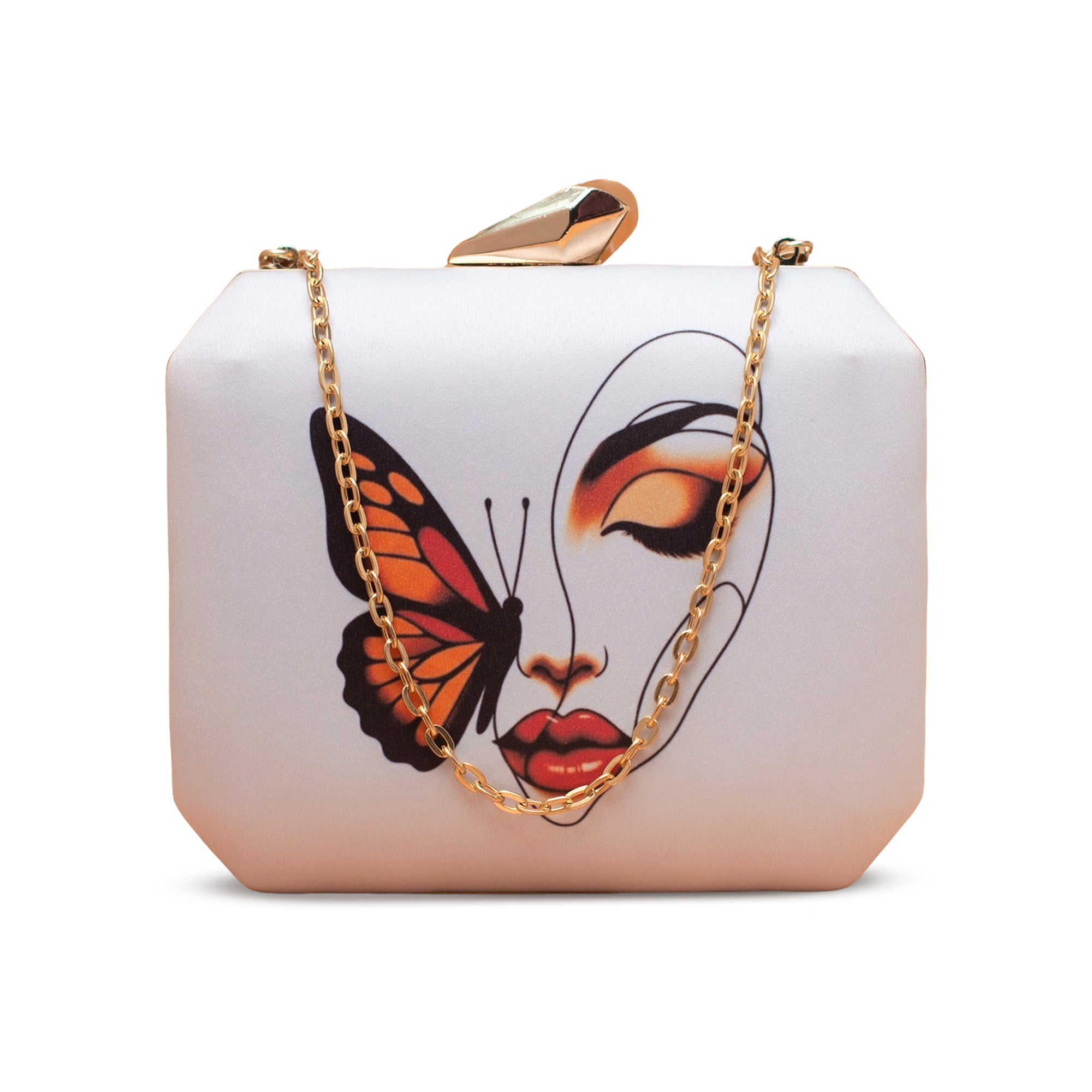 Artklim Butterfly Face Abstract Beauty Printed  Clutch