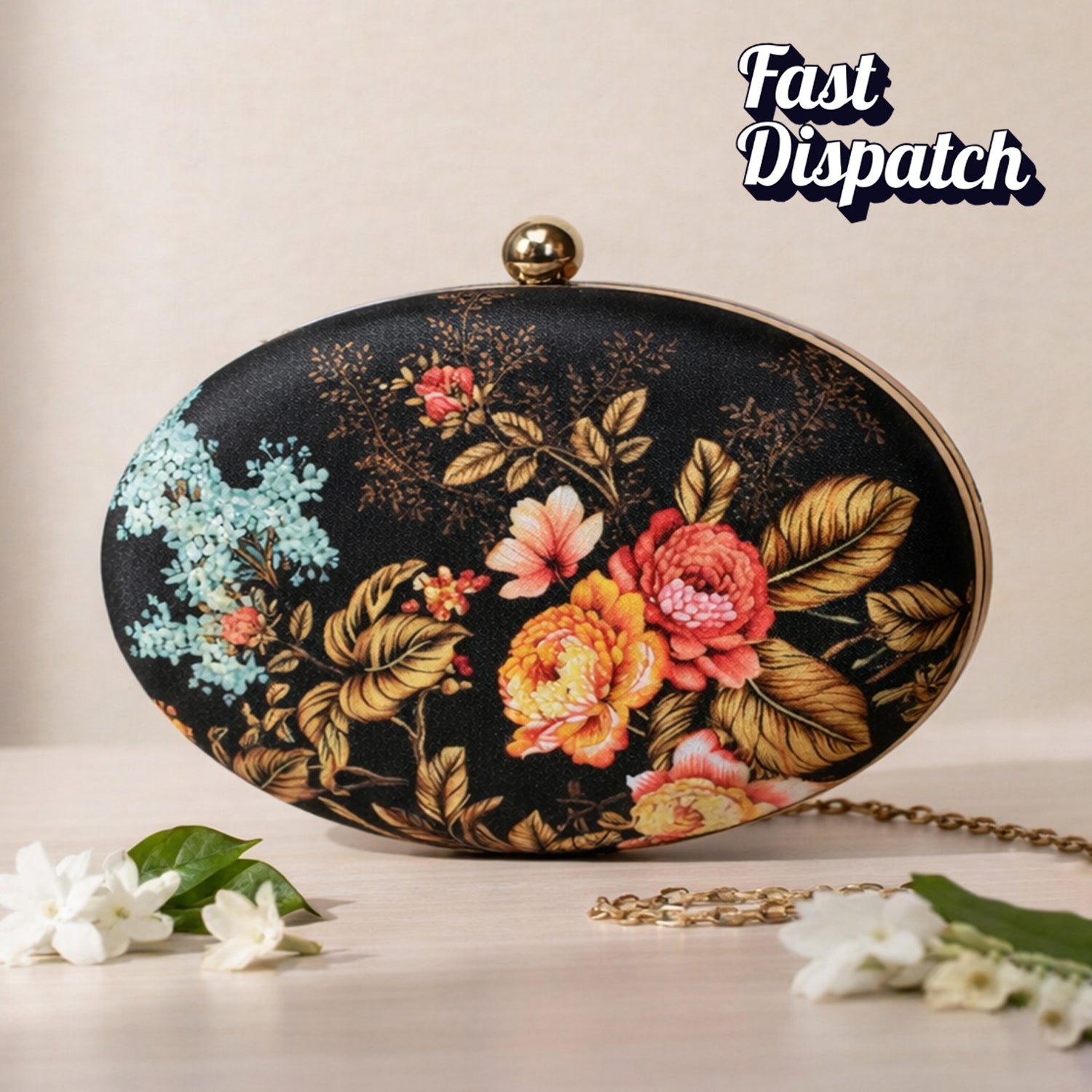 Artklim Elegant Floral Embroidered Printed Clutch