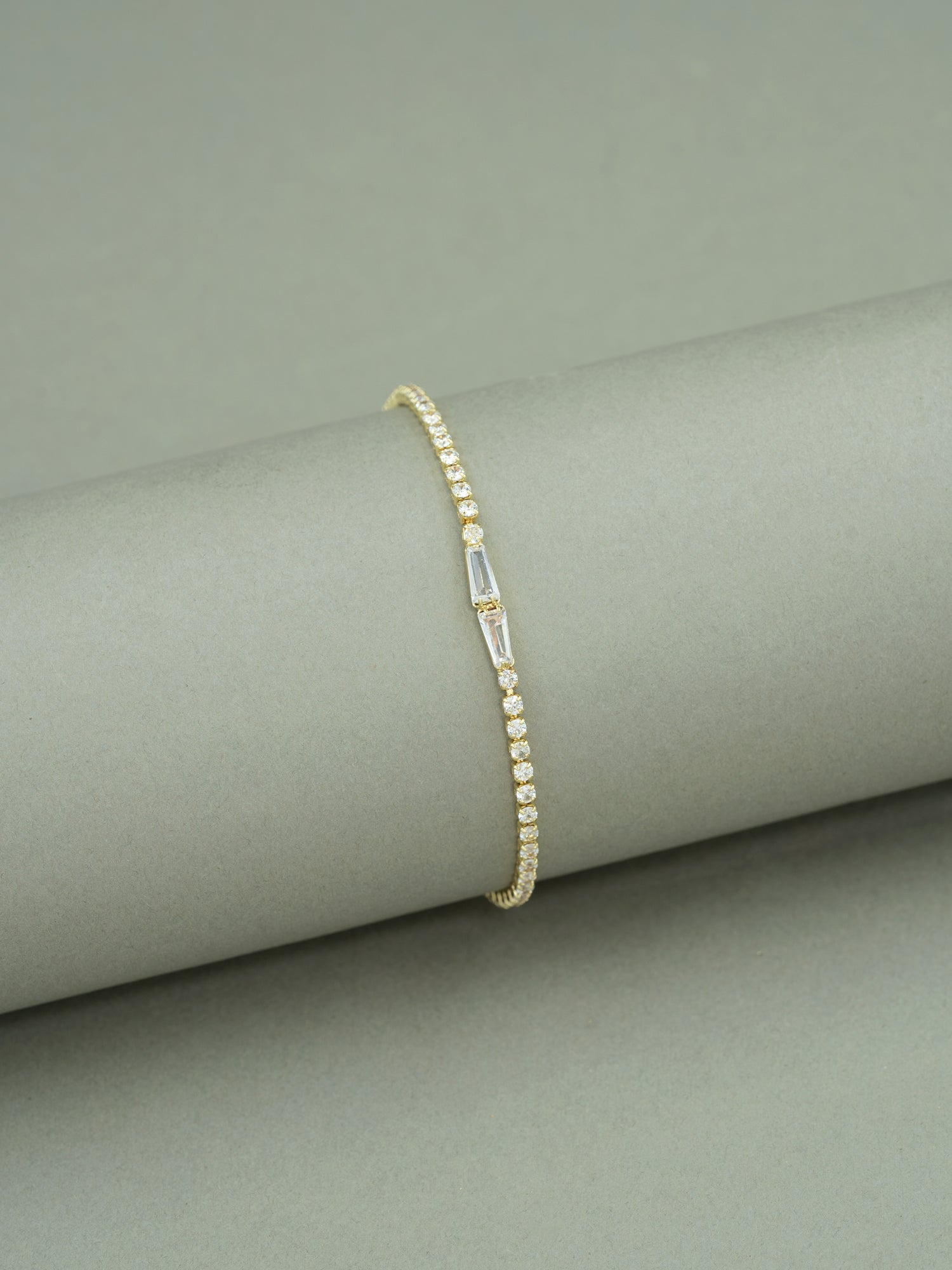 Artklim Gold Plated Anti Tarnish Radiant Prism Diamond-Cut Bracelet