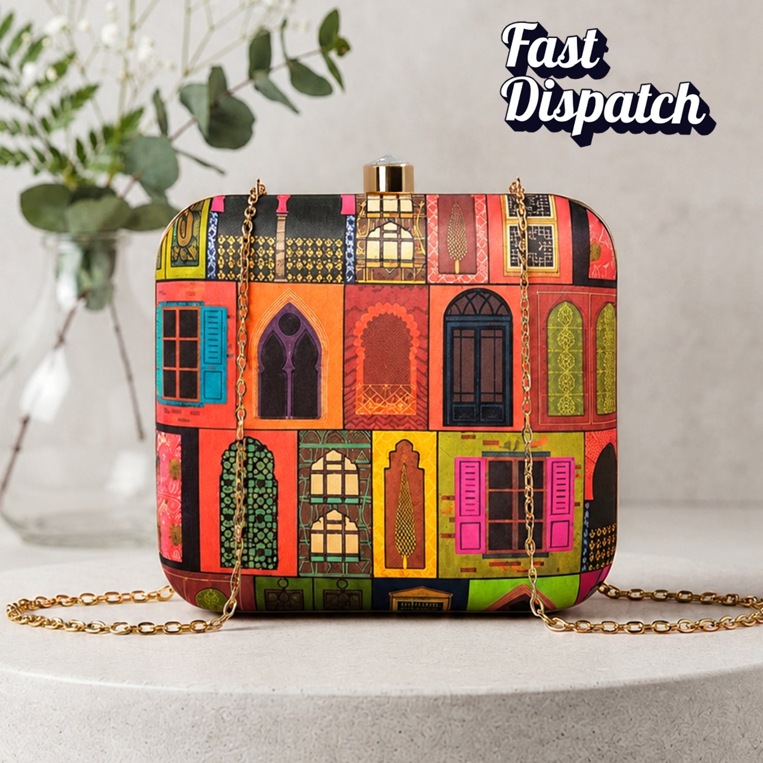 Artklim Mughal Doors Printed Clutch