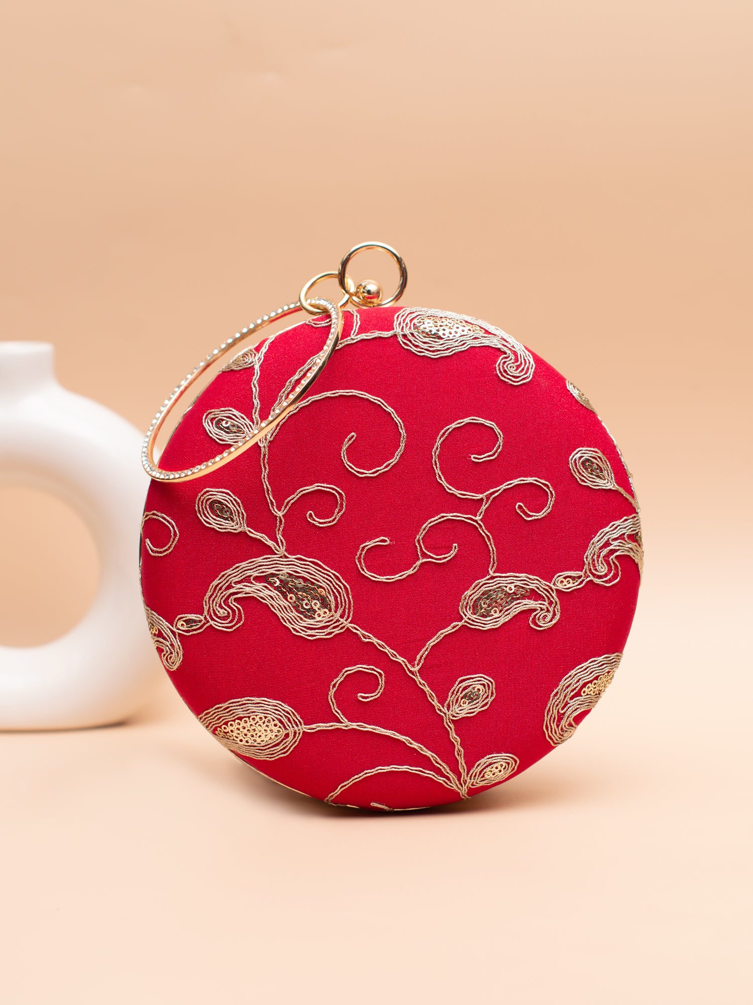 Artklim Red with Golden Paisley & Swirl Work