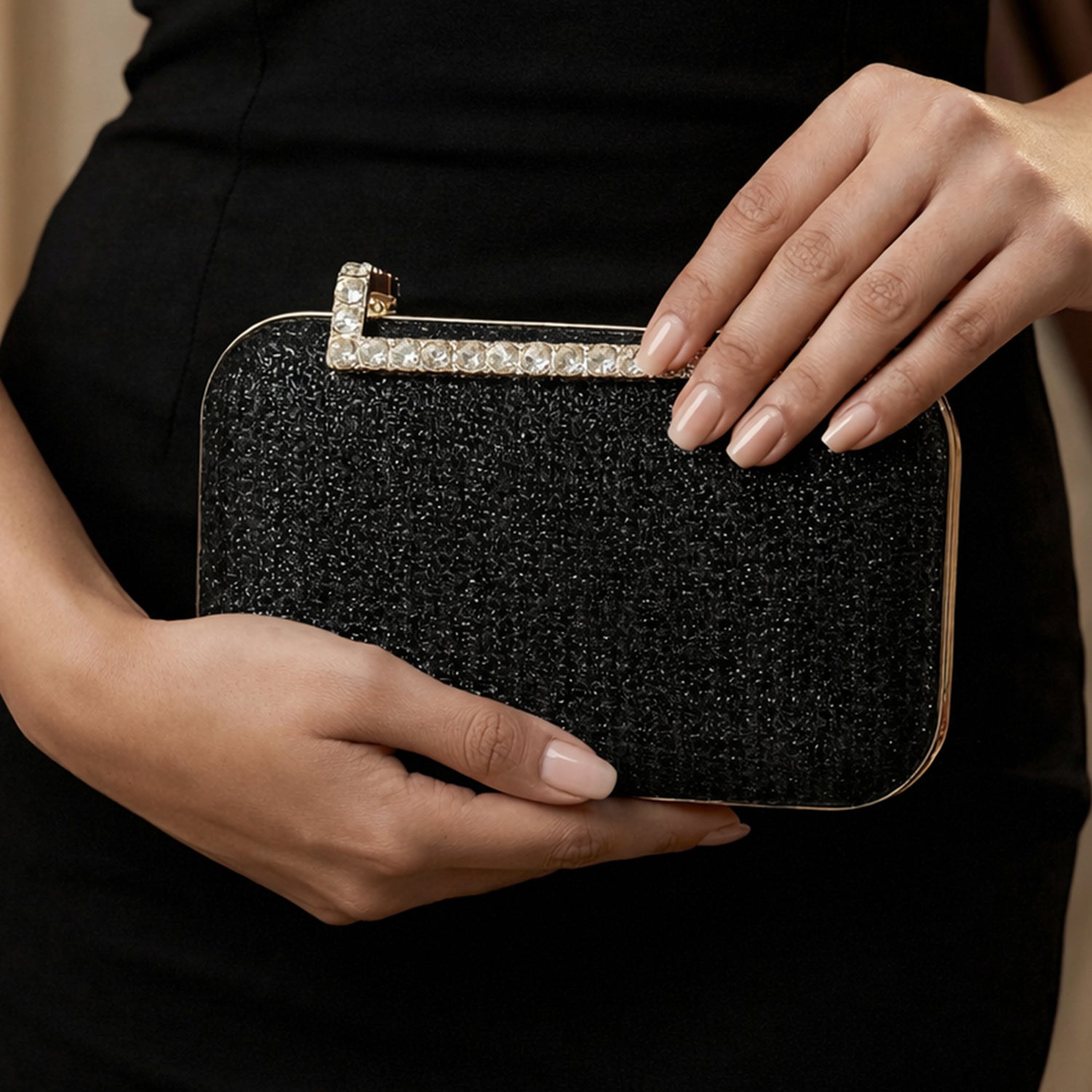 Black Shimmery Fabric Clutch