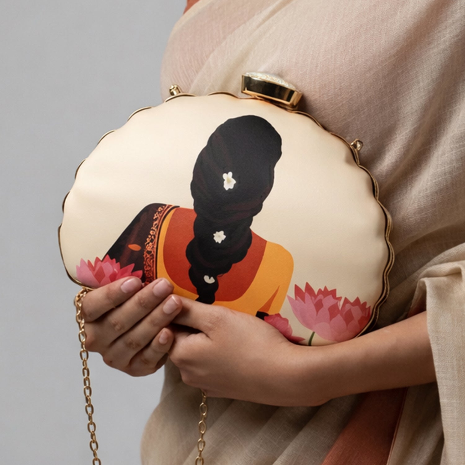 Artklim Flower Lady Printed Clutch