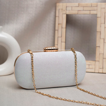 White Shimmery Fabric Clutch