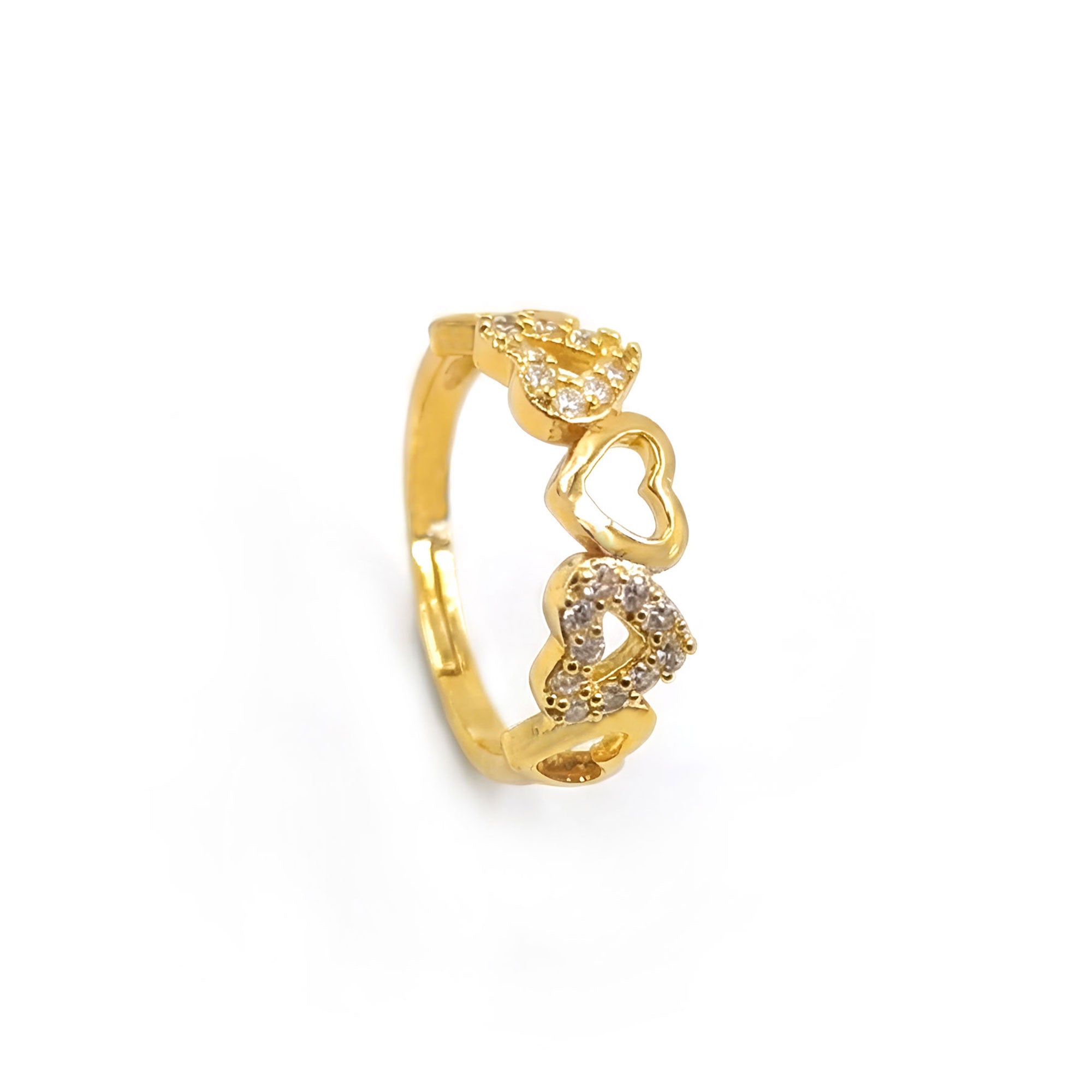 Artklim Gold-Plated Crystal Heart Design Anti-Tarnish Ring