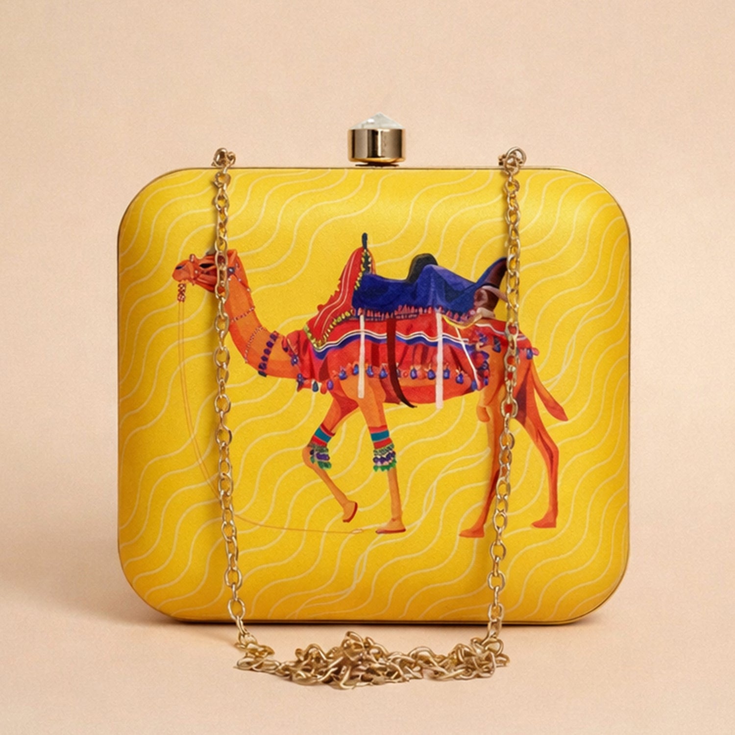 Camel Printed Clutch