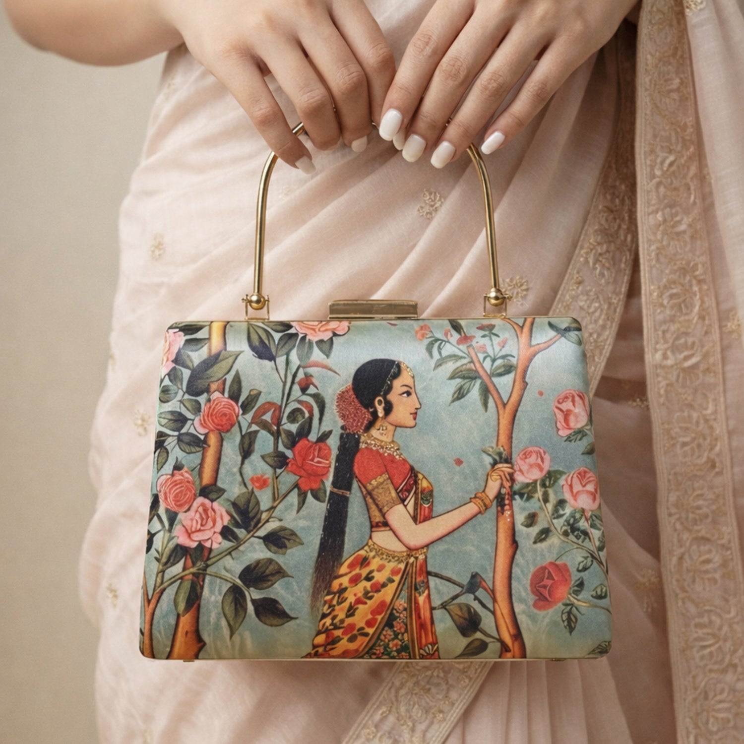 Artklim Traditional Women Portrait Printed Clutch