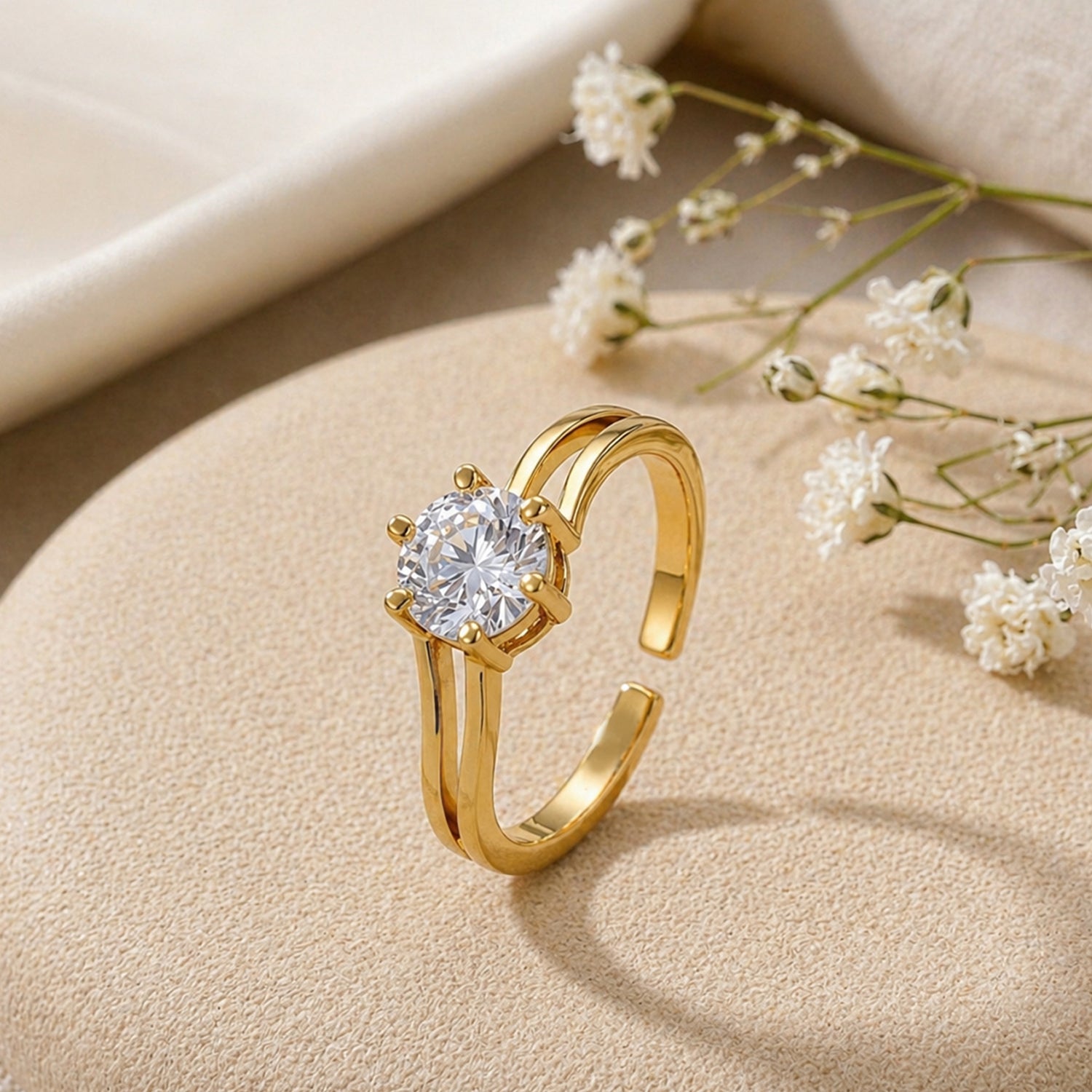 Artklim Gold Royal Spark Double Band Anti-Tarnish Ring