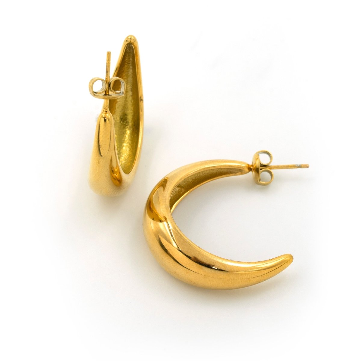 Artklim Gold Plated Cresent Moon Shaped Earrings