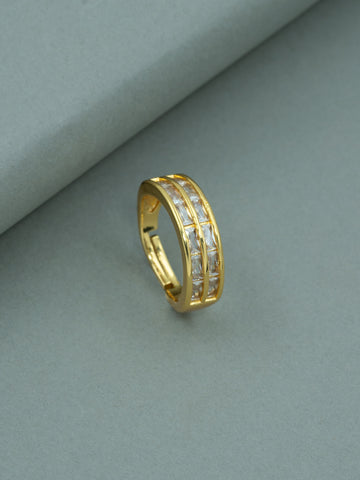 Artklim Gold-Plated Baguette Cut Anti-Tarnish Ring