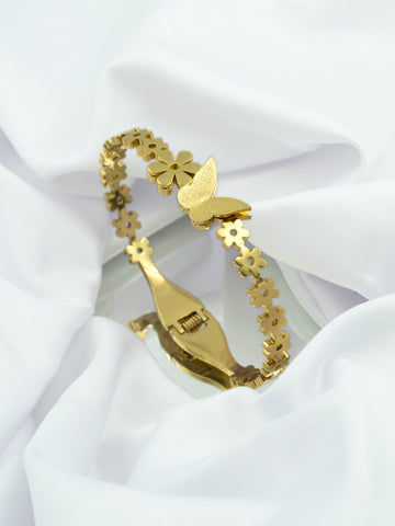 Artklim Gold Plated  Anti Tarnish Butterfly in Bloom Bracelet