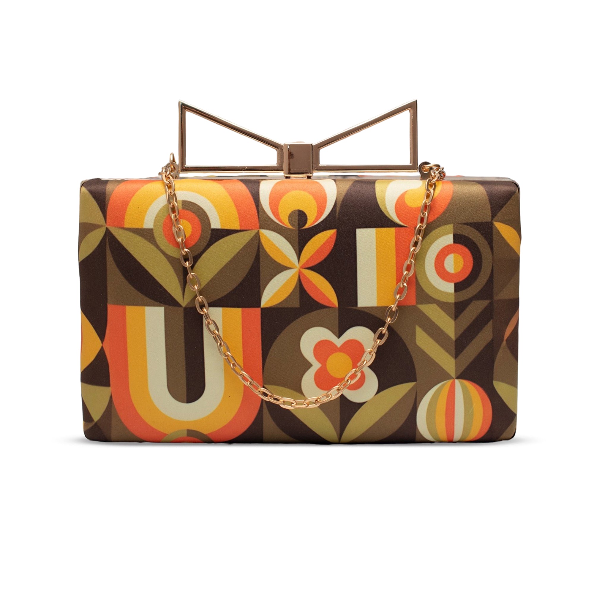 Artklim Retro Bloom Geometric Printed Clutch