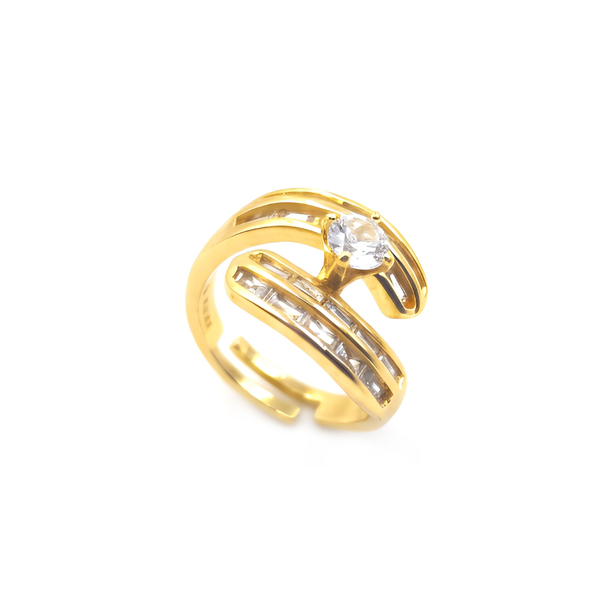 Artklim Gold-Plated Orbit Crystal Design Anti-Tarnish Ring