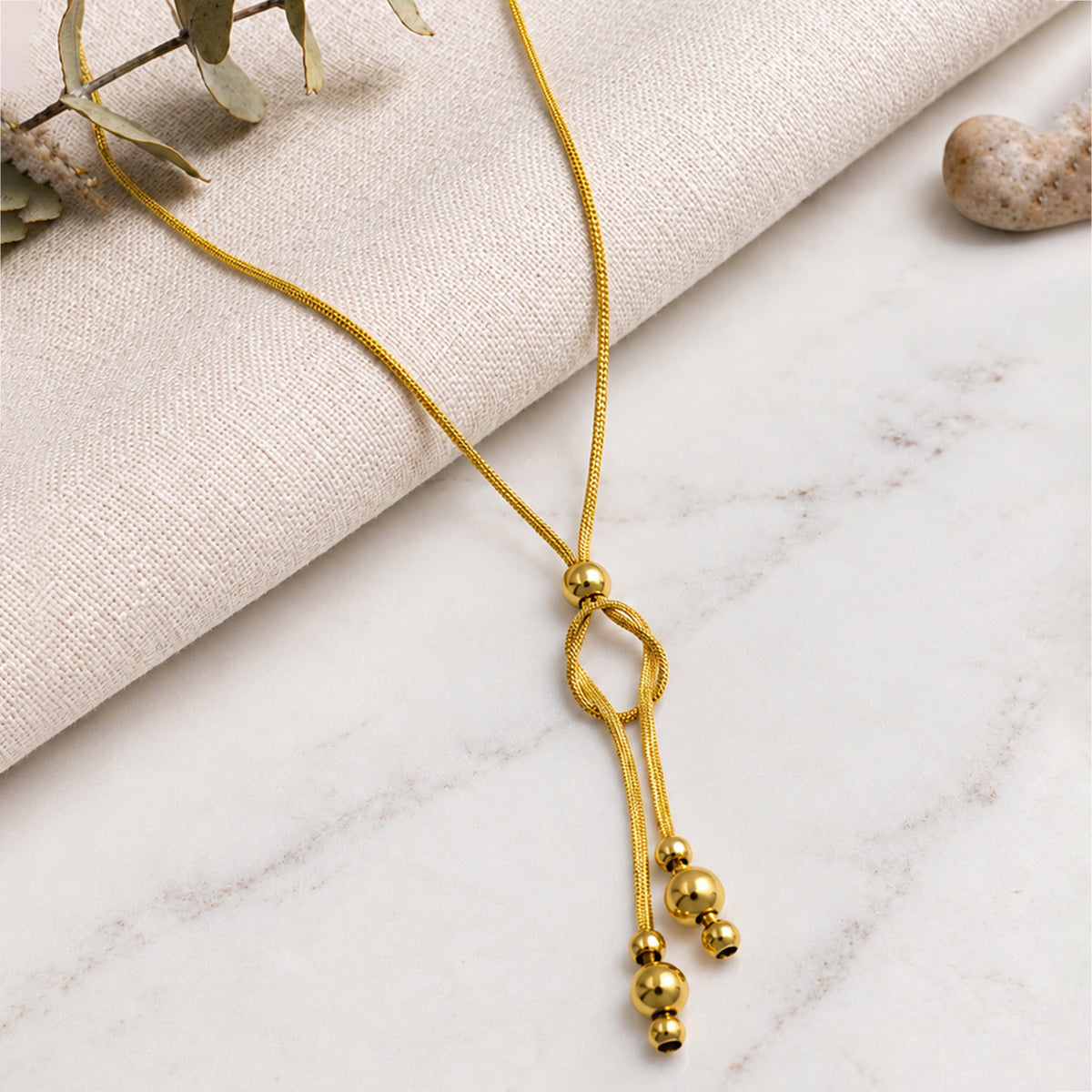 Artklim Elegant Adjustable Beaded Drop Pendant Anti-Tarnish Pendant Necklace