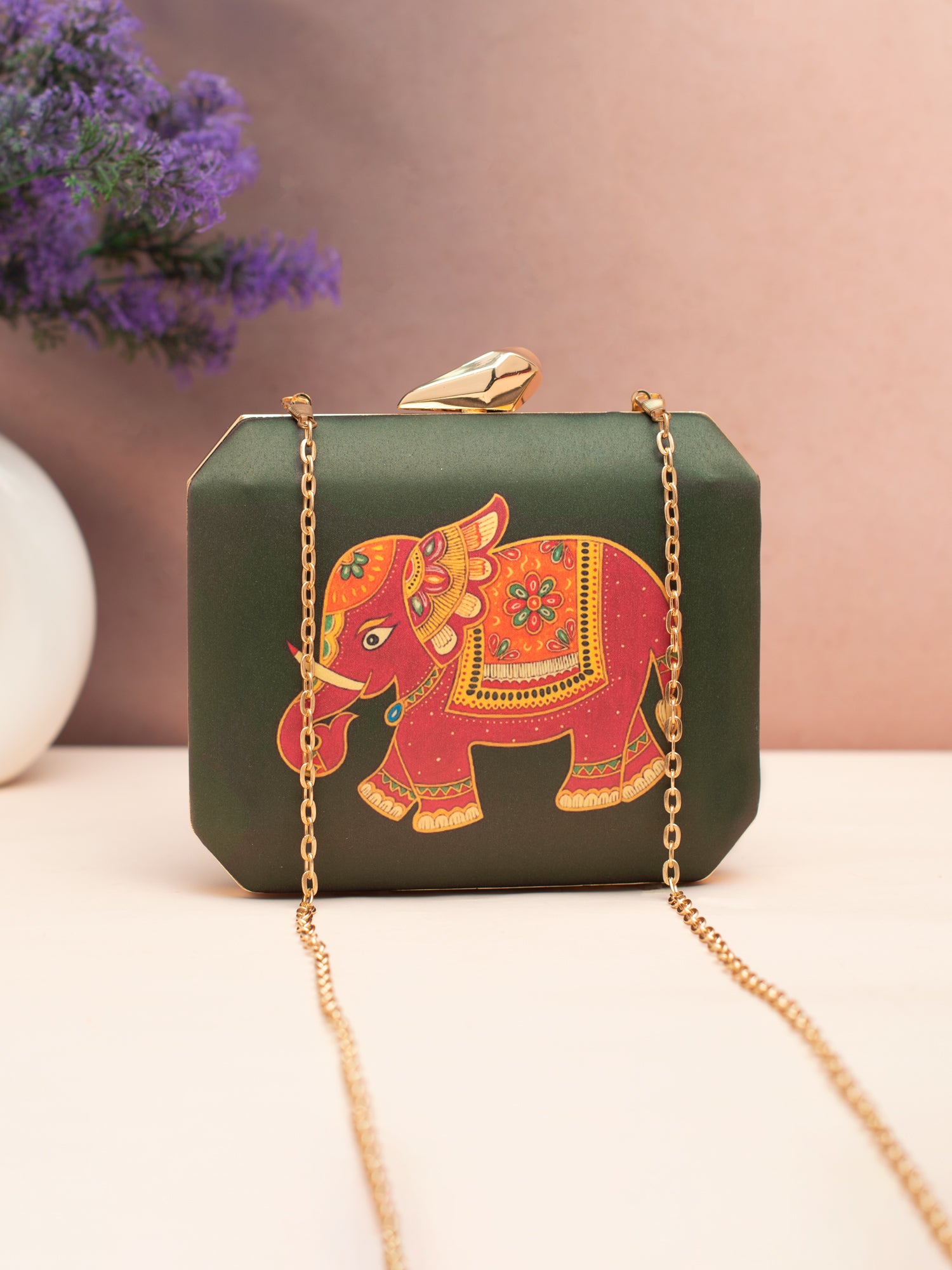 Royal Elephant Printed Clutch