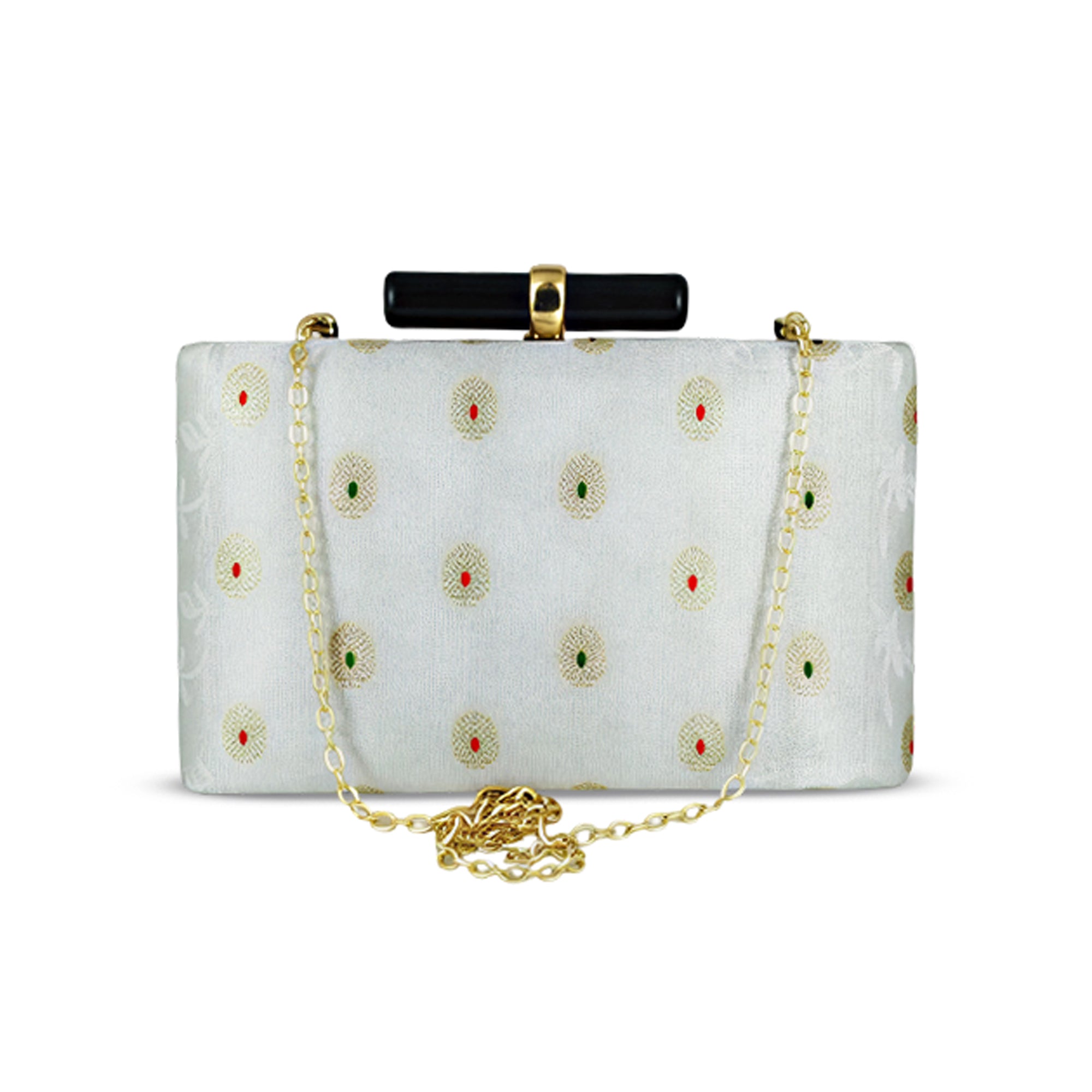 Artklim Elegant Ivory Ethnic Embroidered Clutch