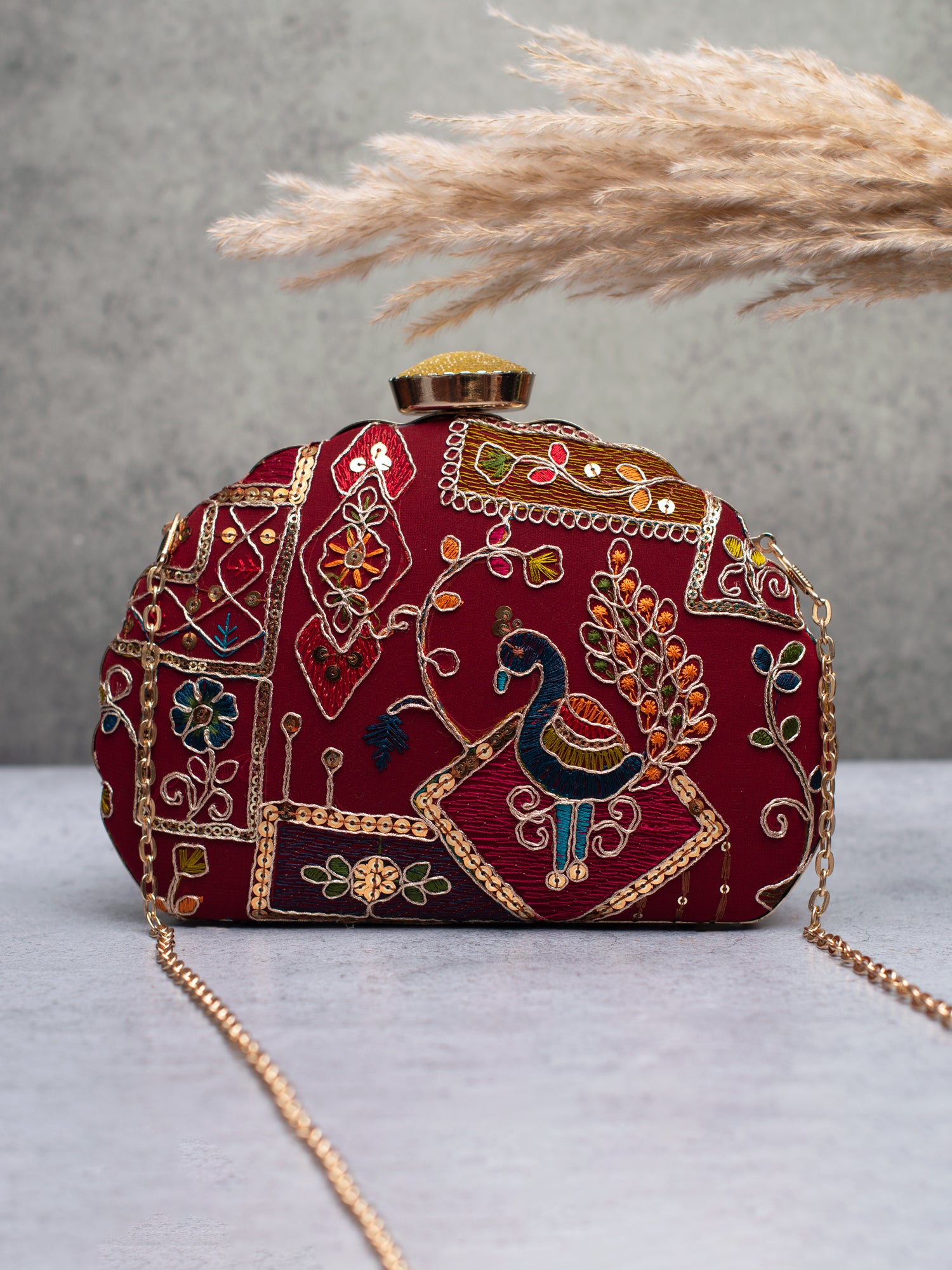 Artklim Royal Peacock Charm Clutch