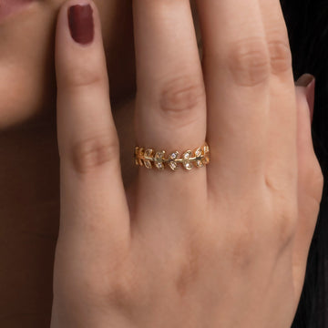 Artklim Gold Plated Leaf Design Adjustable Ring
