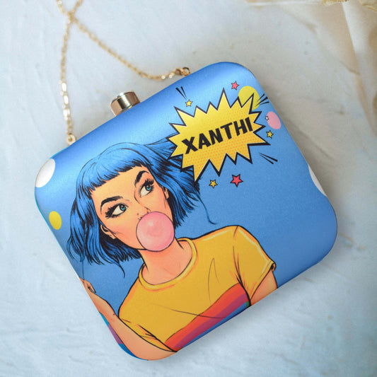 Blue Based Customised Name Clutch