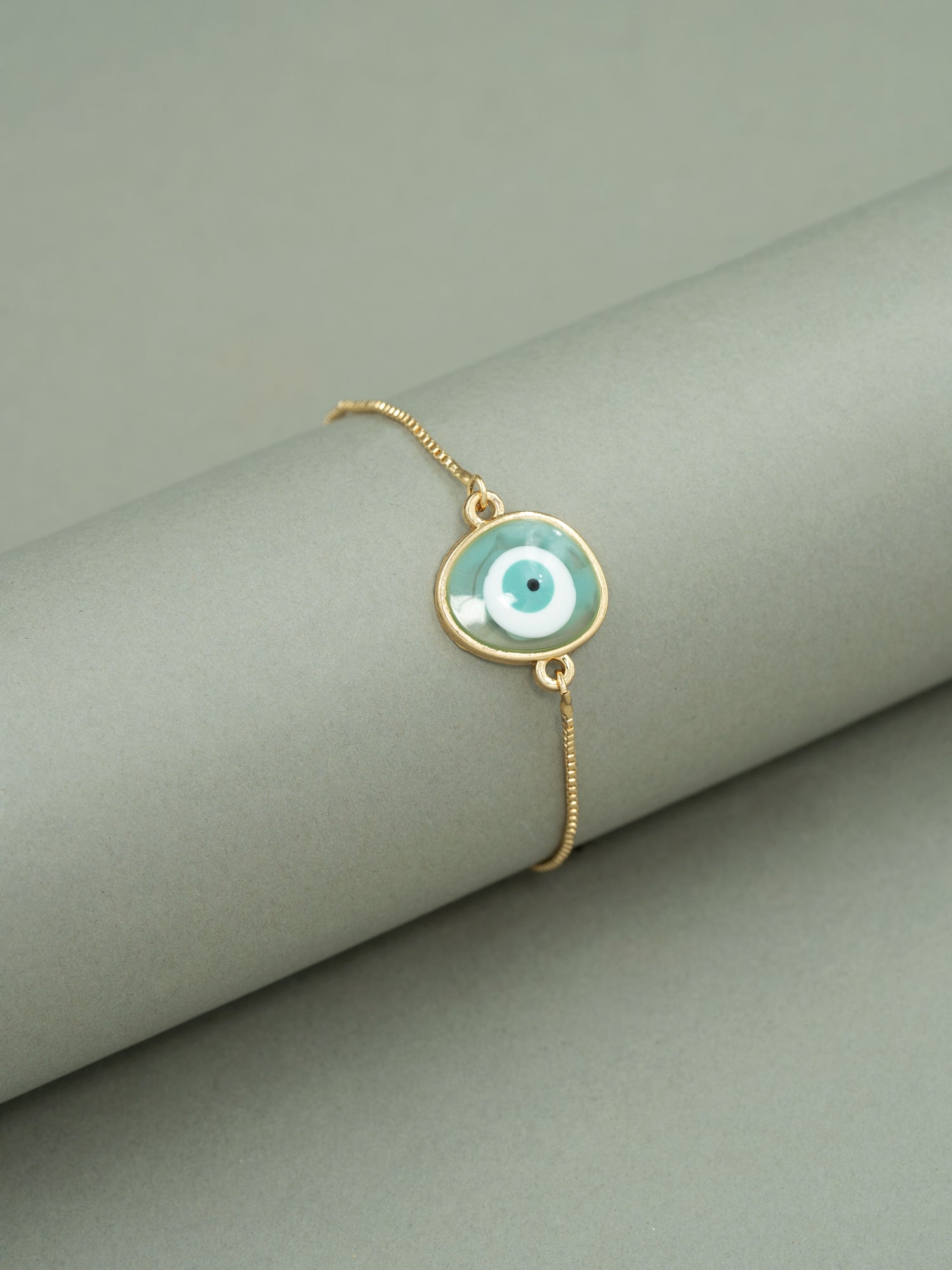Artklim Gold Plated Anti Tarnish Aqua Aura Evil Eye Bracelet