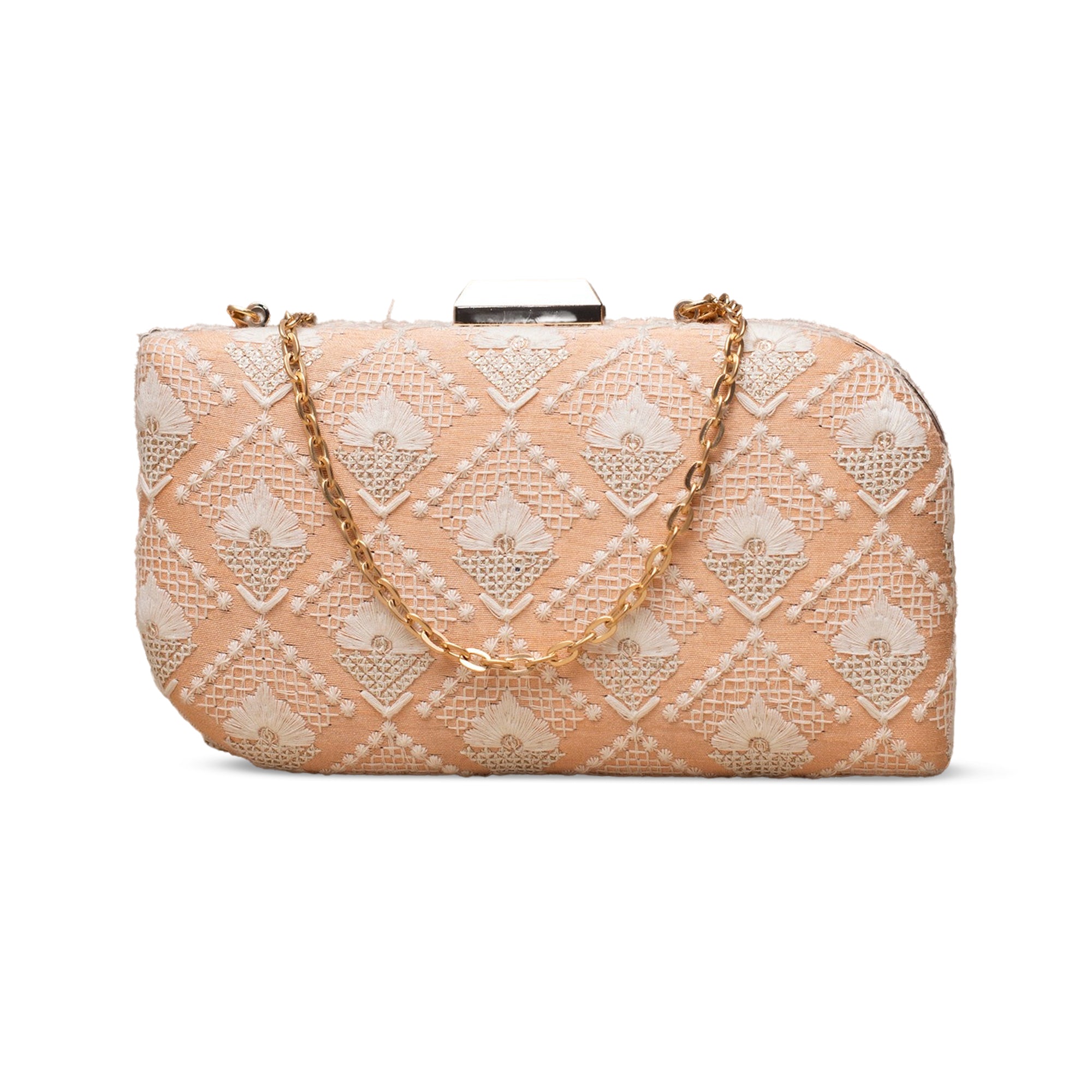 Artklim Golden Petal Embroidered Clutch