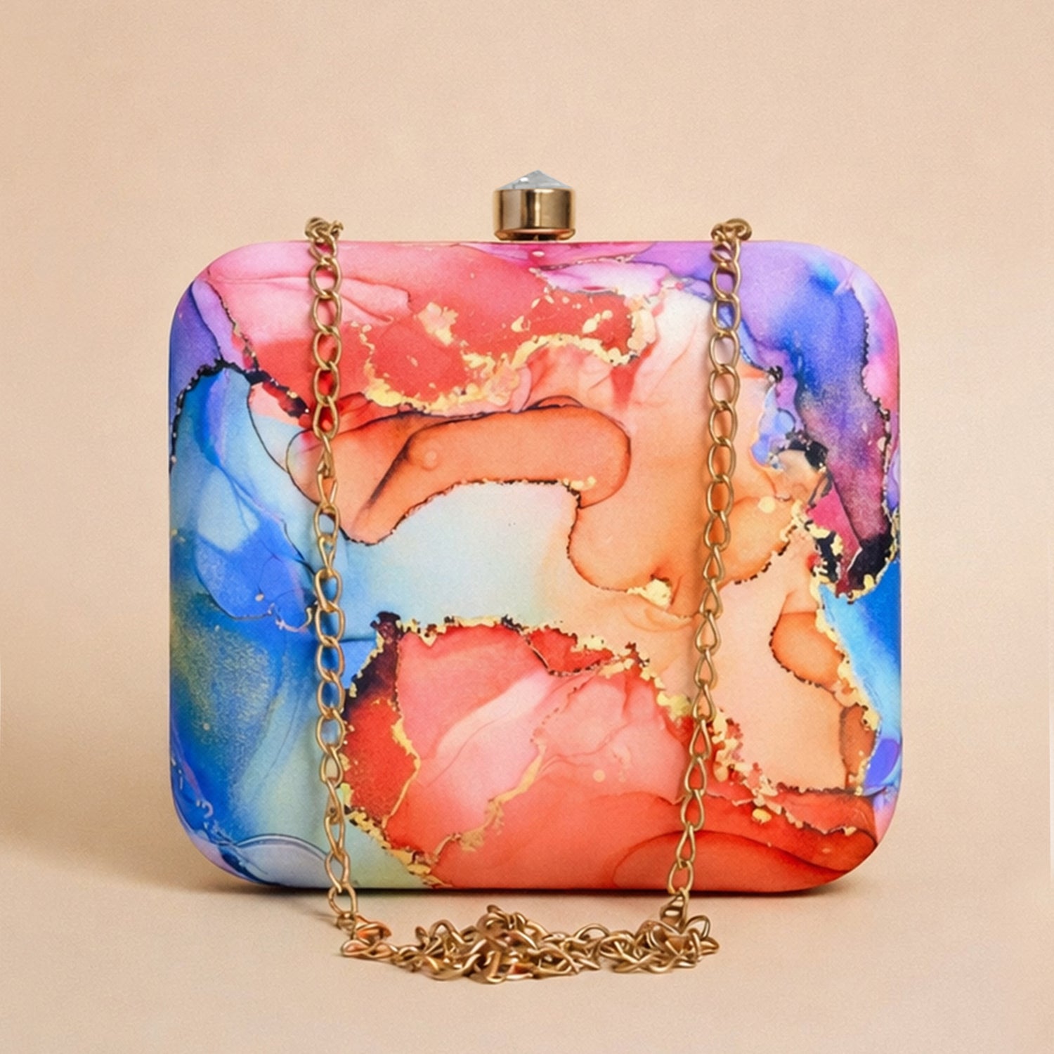 Rainbow Colored Printed Clutch