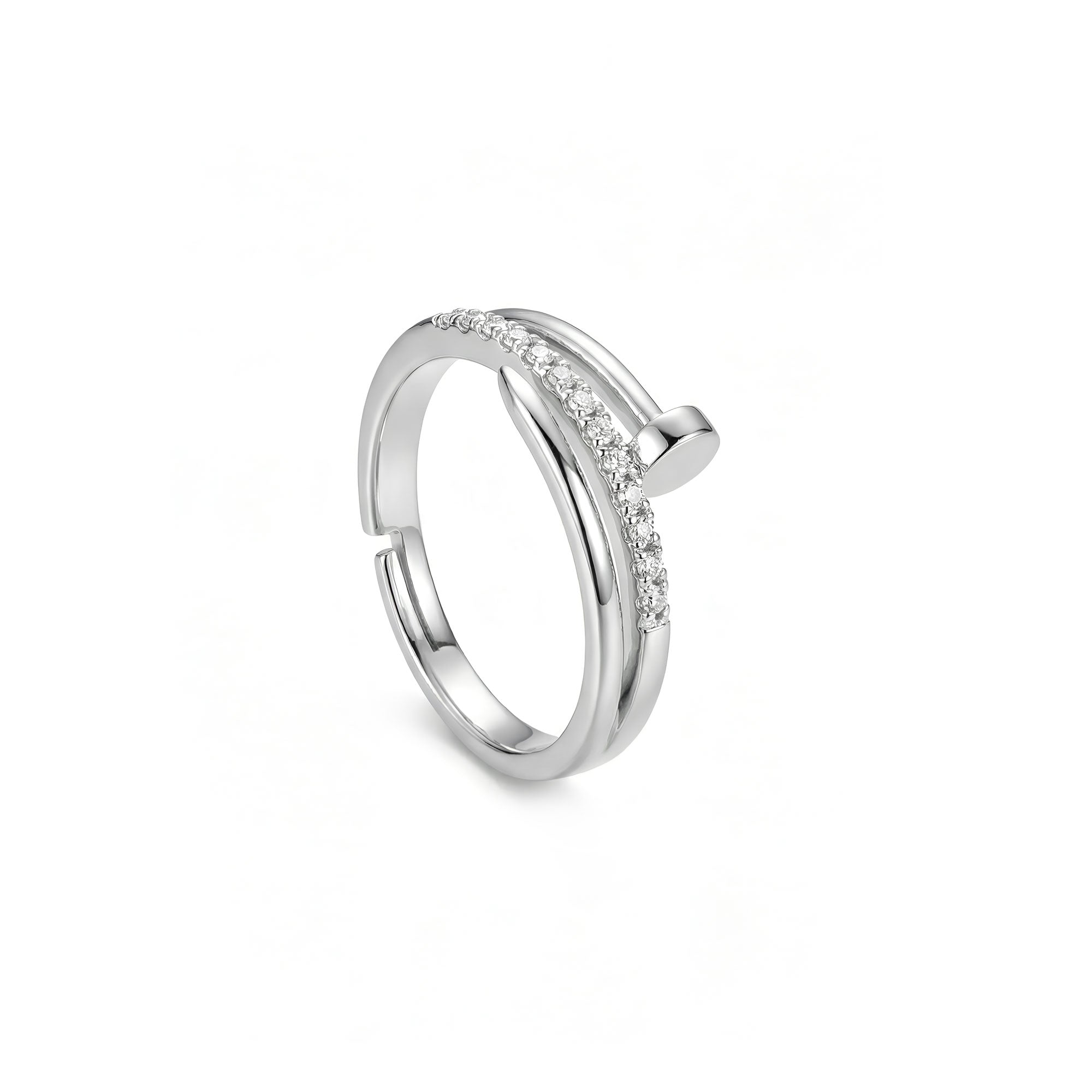 Artklim Silver Plated Crystal Design Anti-Tarnish Ring