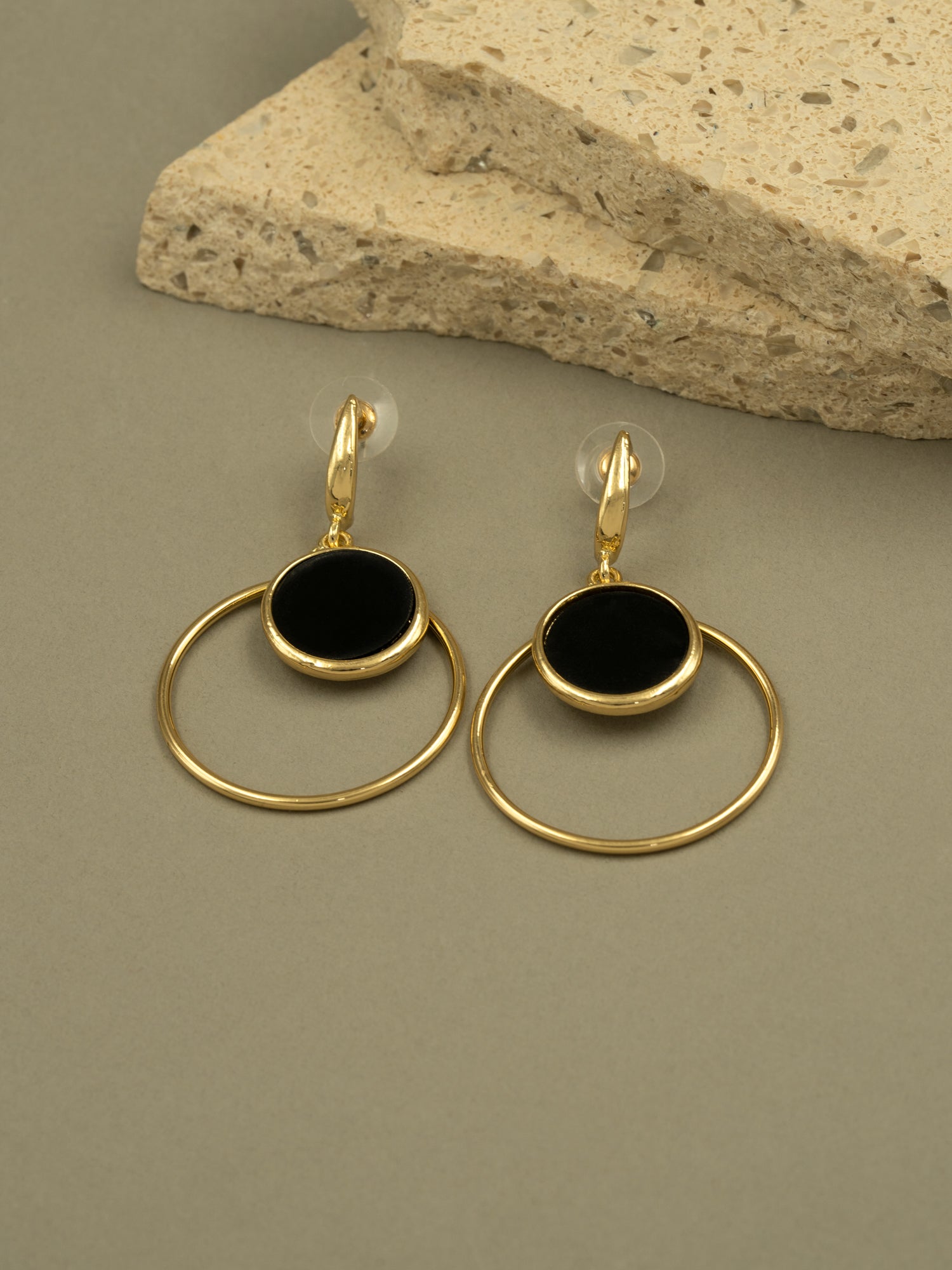 Artklim Black Circle Hoop Anti Tarnish Earrings