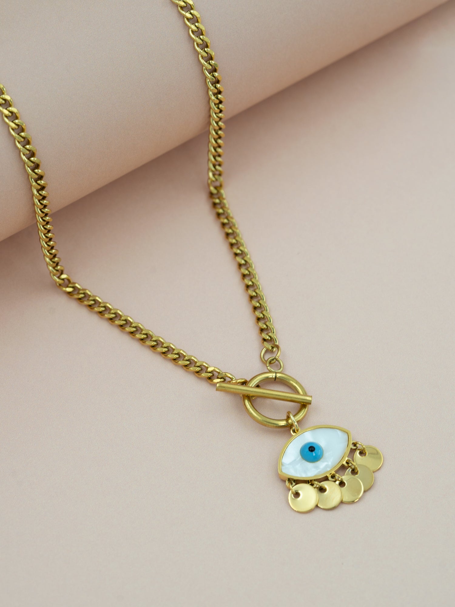 Artklim Golden Evil Eye Charm Necklace